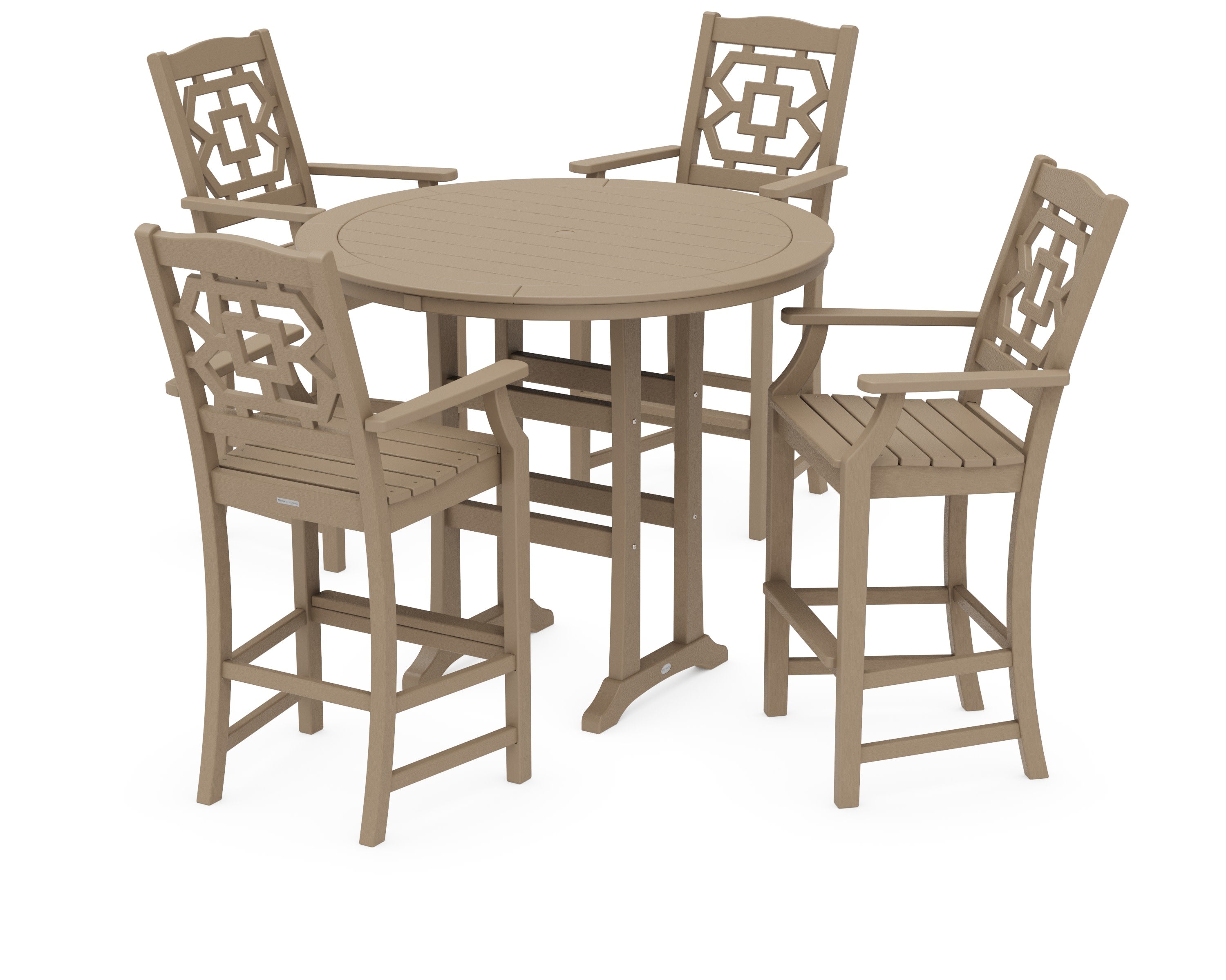 Chinoiserie 5-Piece Round Bar Set in Vintage Sahara