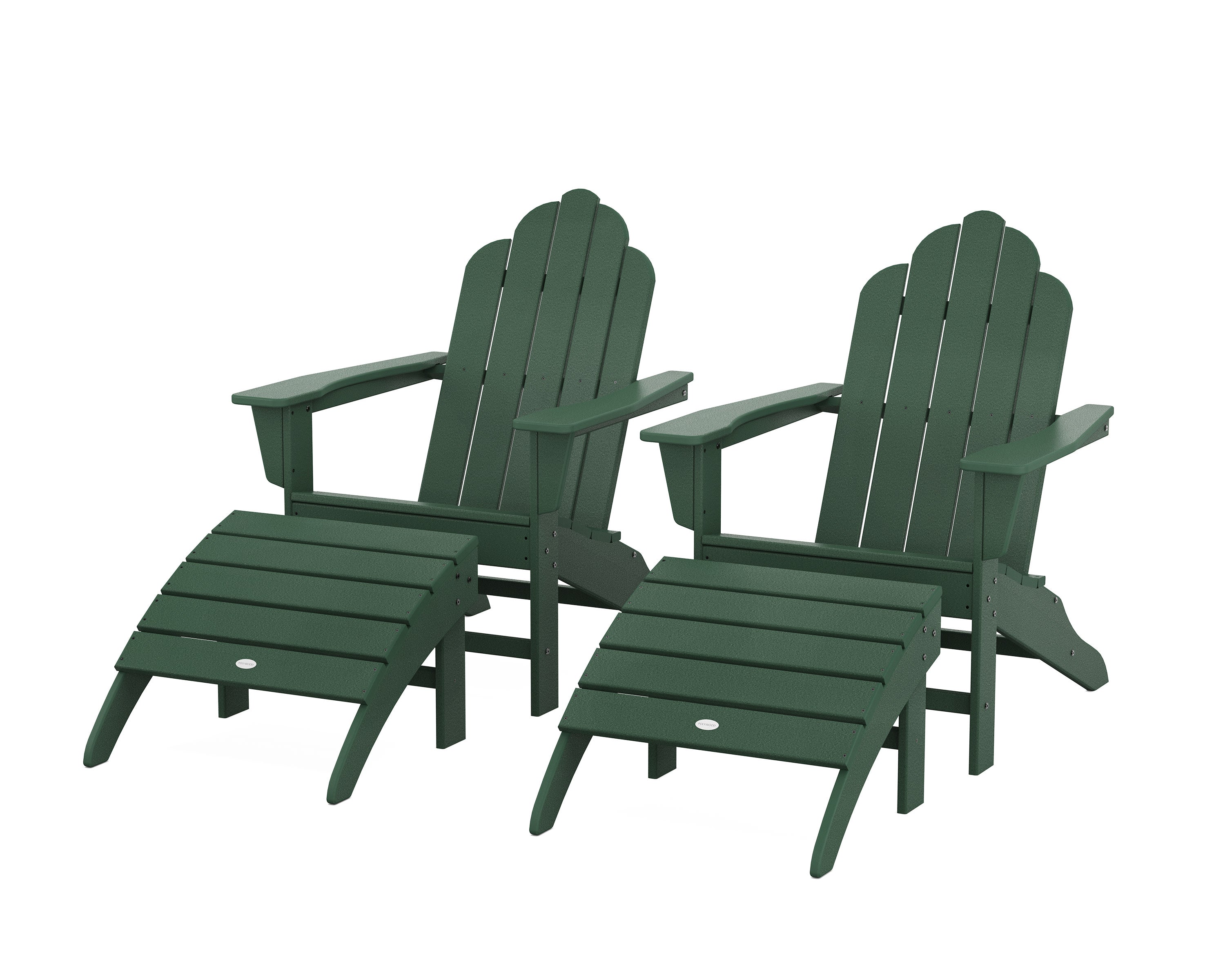 Long Island Adirondack Chair 4-Piece Set with Ottomans in Green