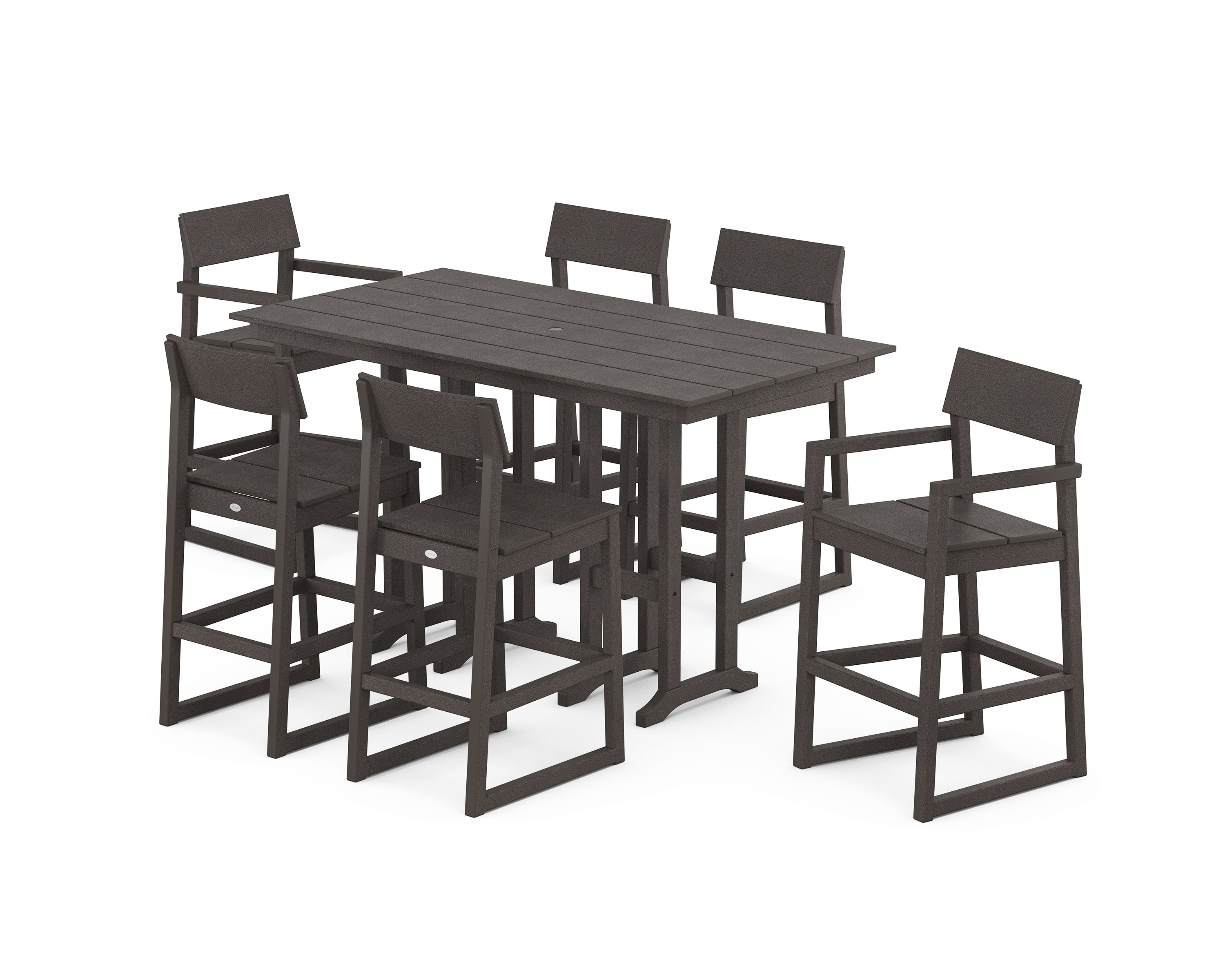 EDGE 7-Piece Farmhouse Bar Set in Vintage Coffee