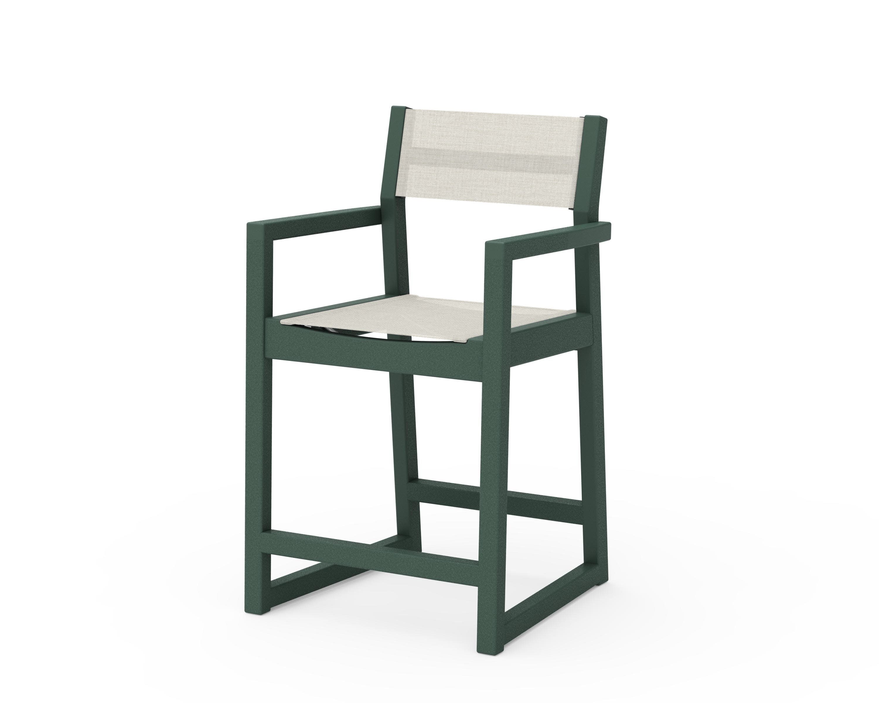 EDGE Sling Counter Arm Chair in Green / Parchment Sling