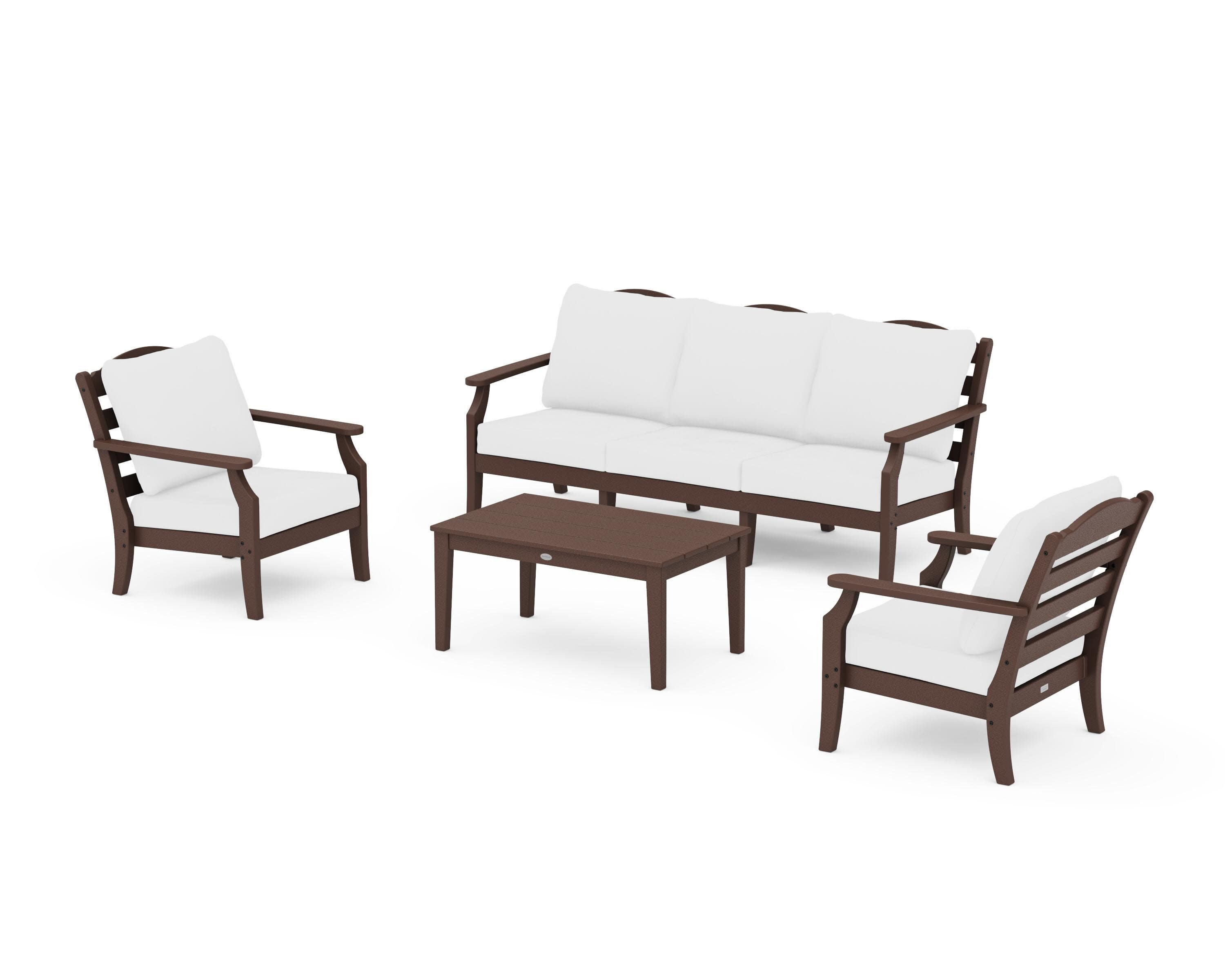 Savannah 4-Piece Deep Seating Set with Sofa in Mahogany / Natural