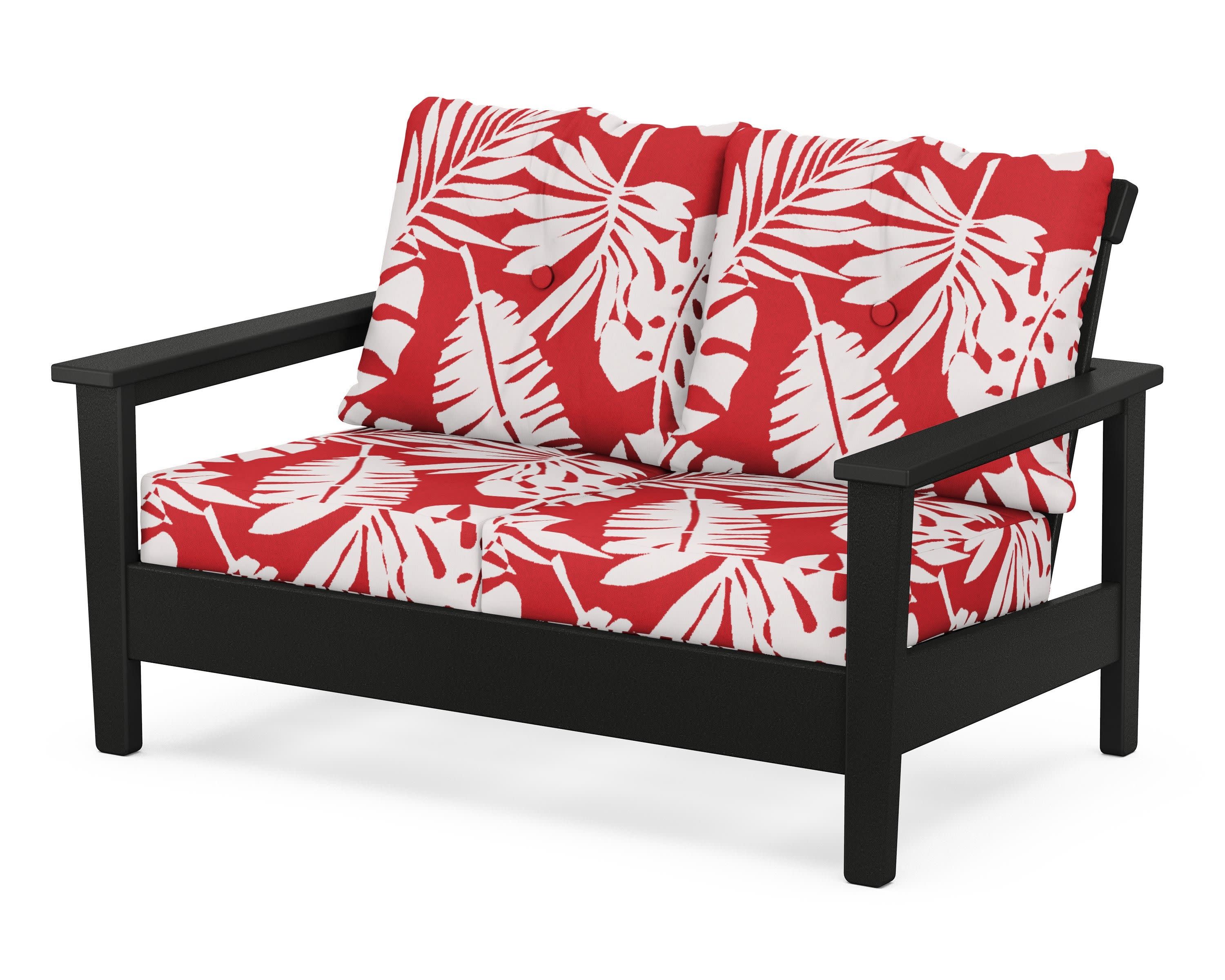 Prescott Deep Seating Loveseat in Black / Leaf Crimson
