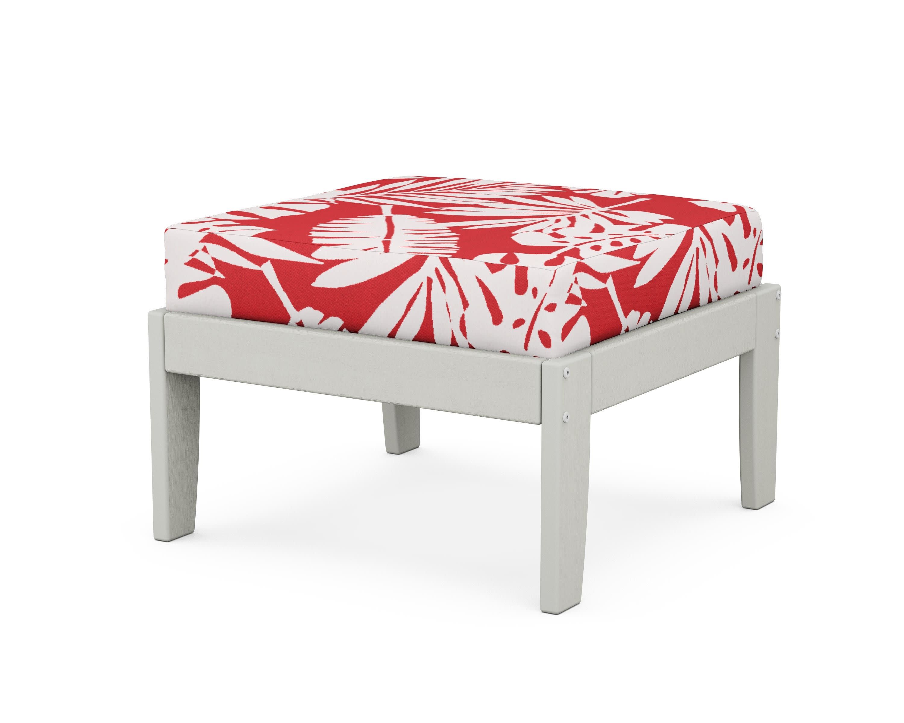 Modular Ottoman - Classic in Vintage White / Leaf Crimson