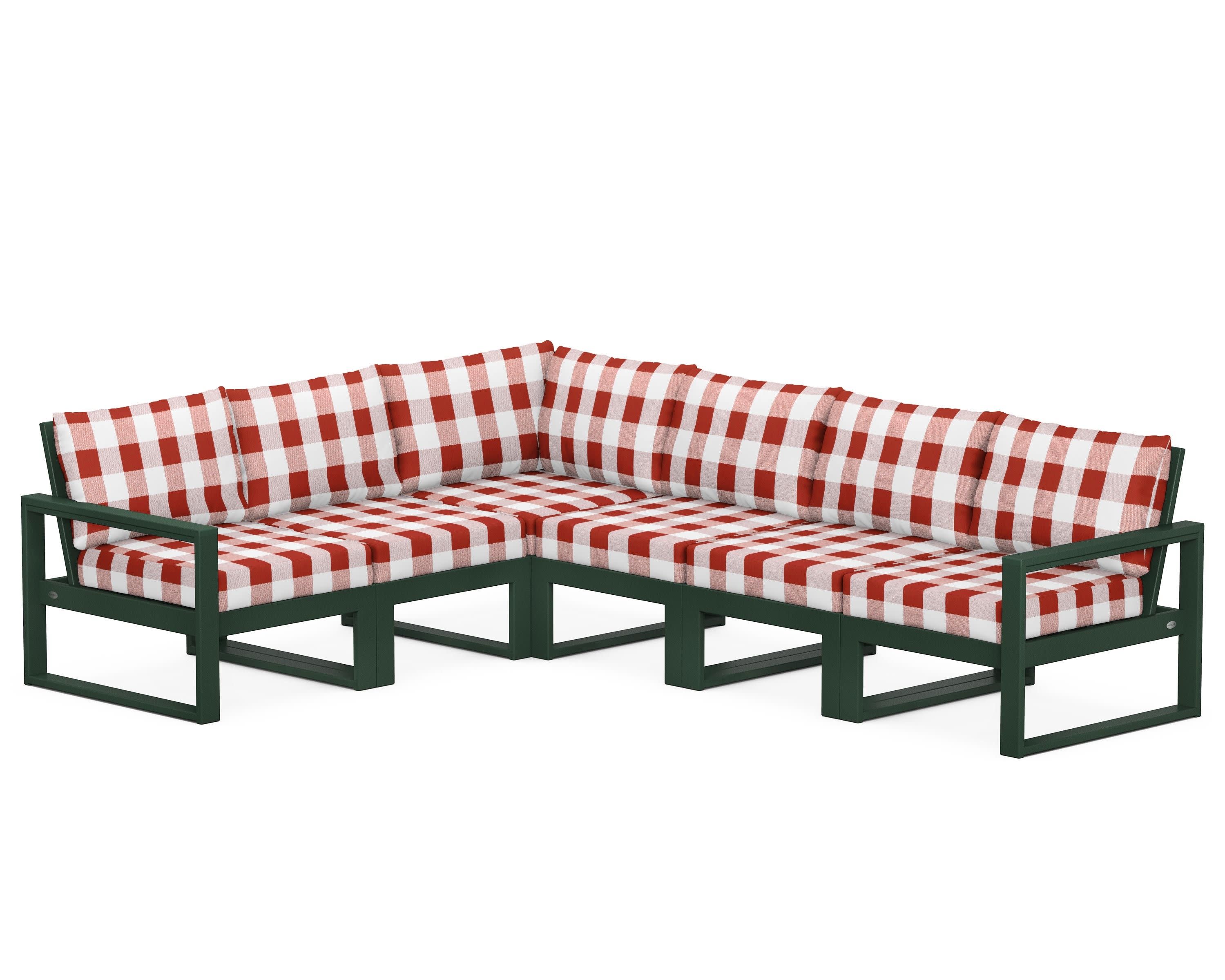 EDGE 6-Piece Modular Deep Seating Set in Green / Buffalo Plaid Crimson