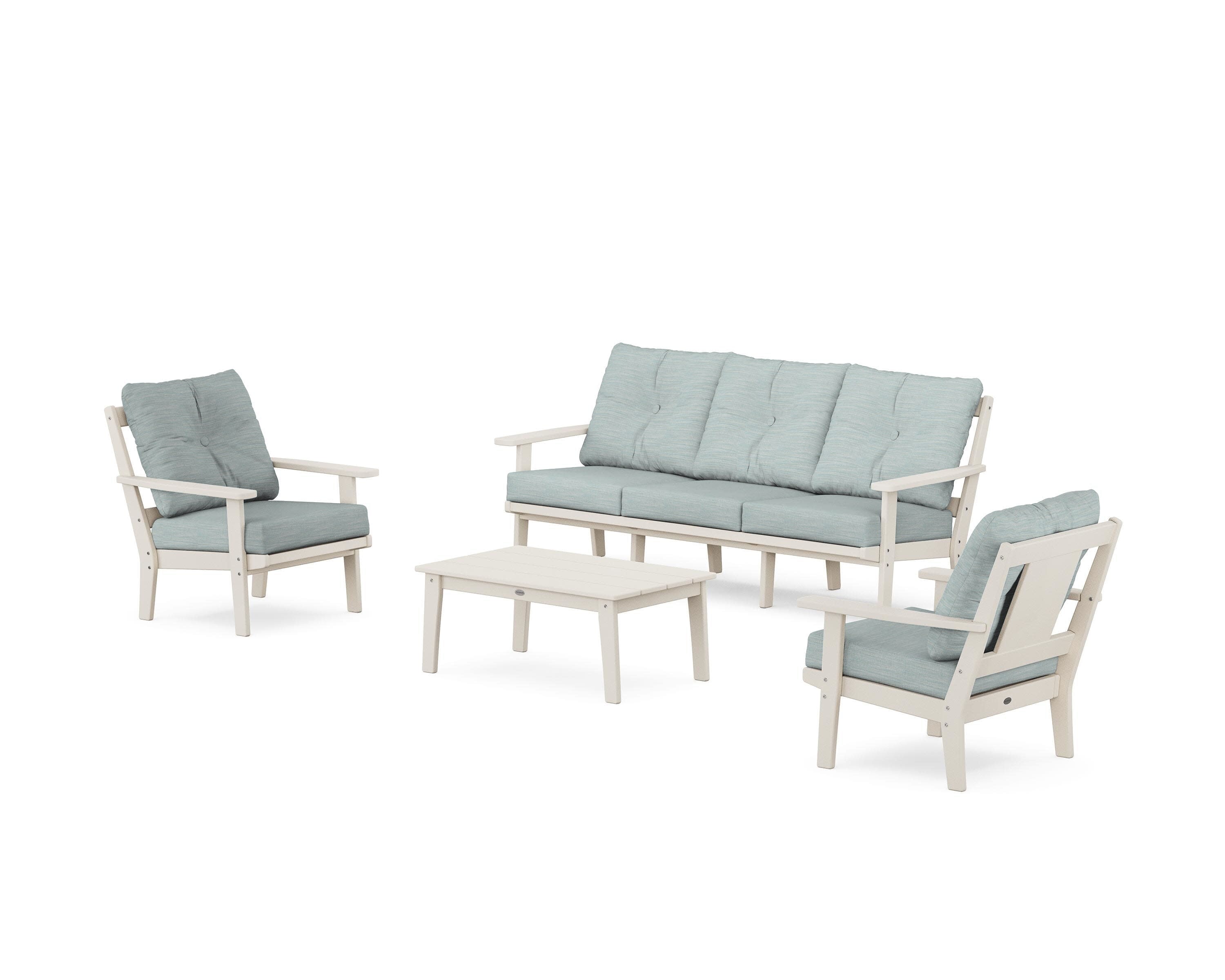 Prairie 4-Piece Deep Seating Set with Sofa in Sand / Soothe Mist