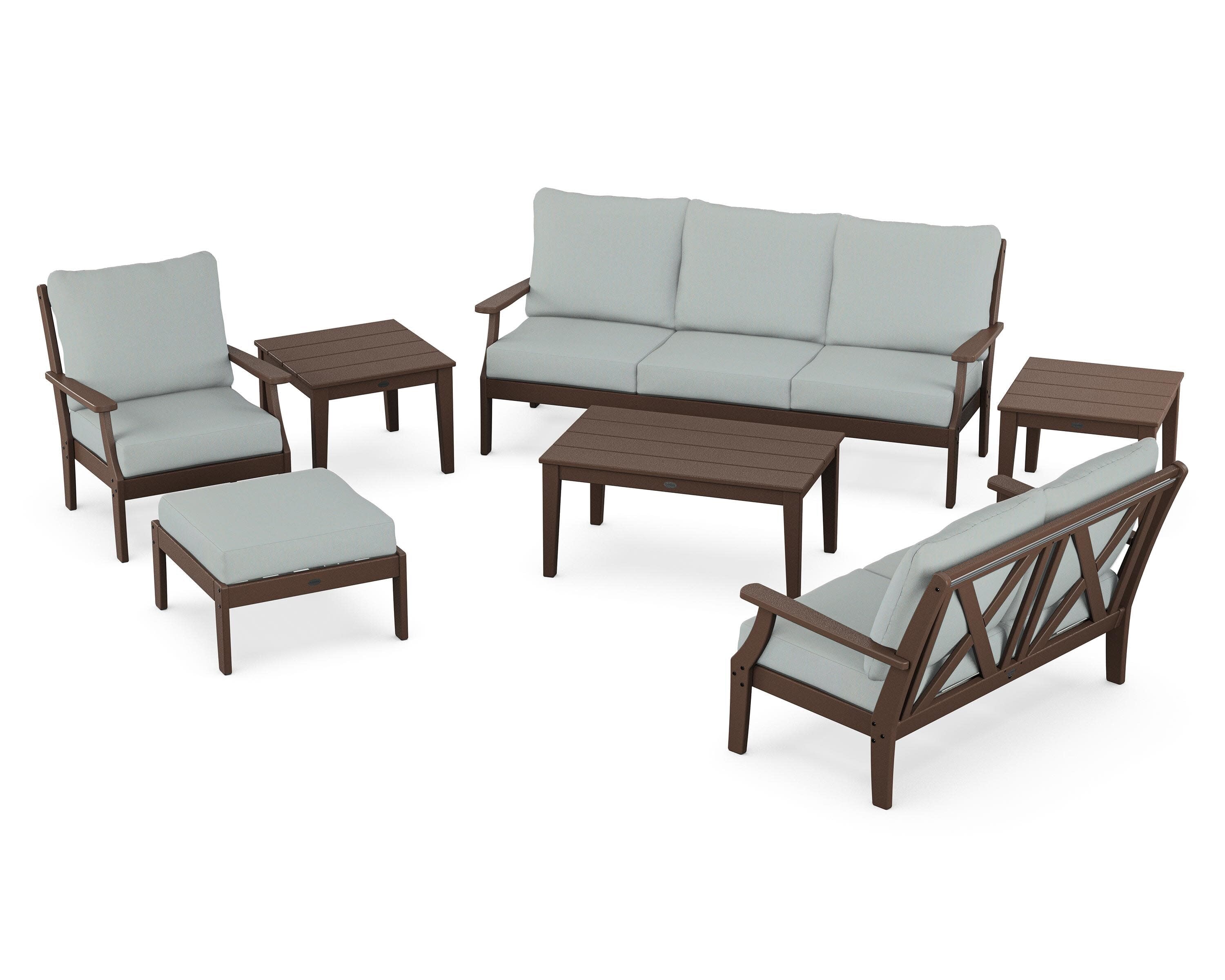 Braxton 7-Piece Deep Seating Set in Mahogany / Spa
