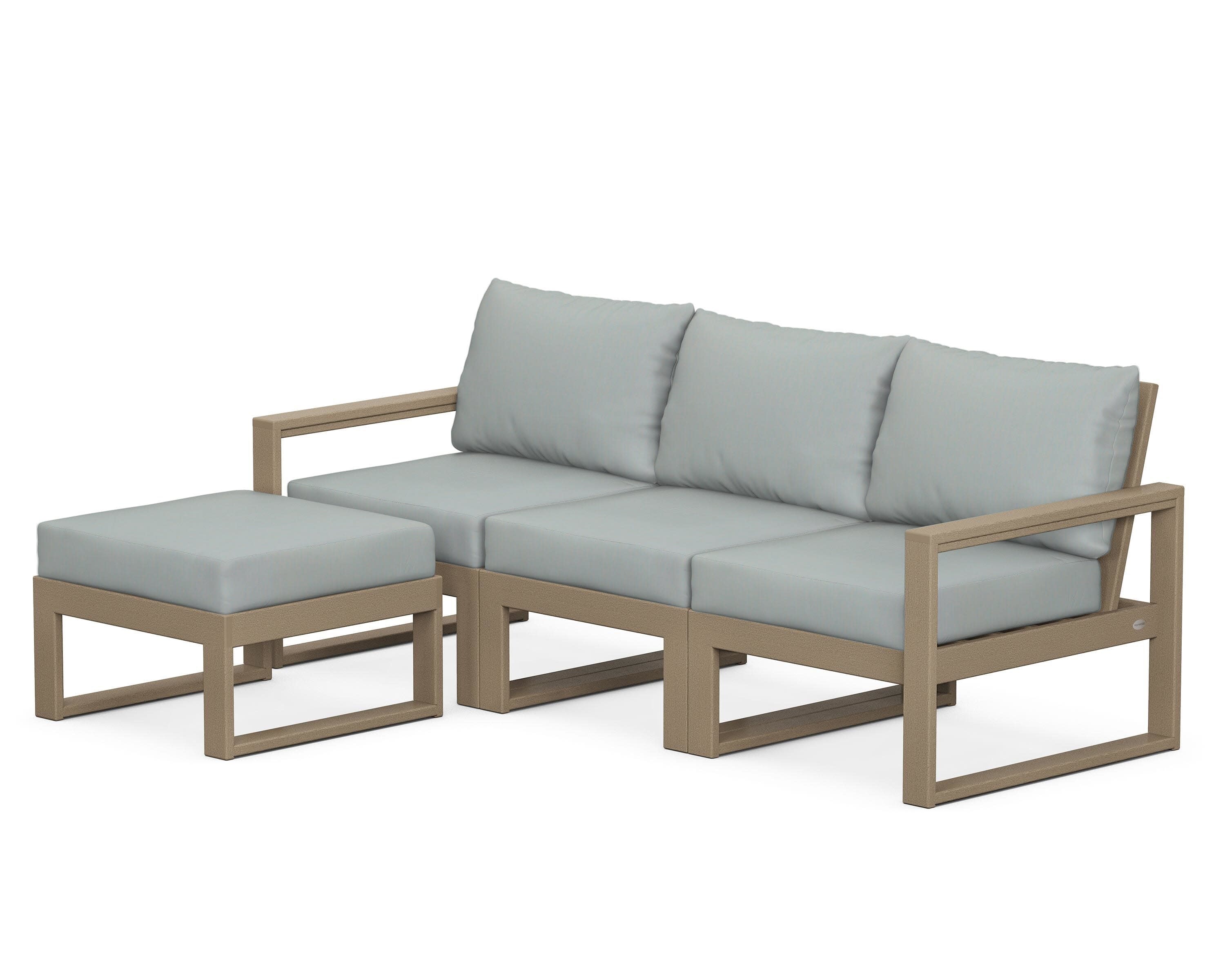 EDGE 4-Piece Modular Deep Seating Set with Ottoman in Vintage Sahara / Spa