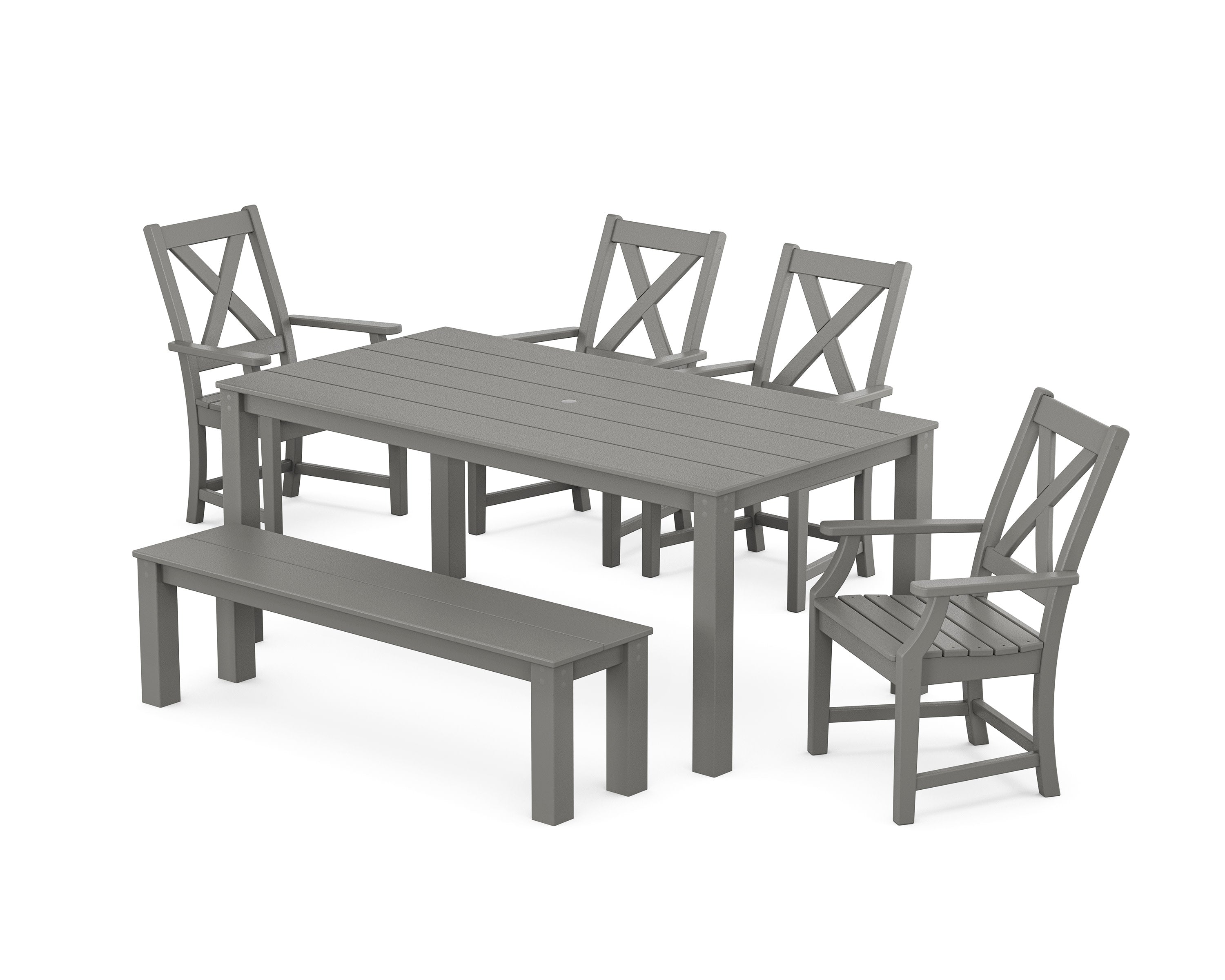 Braxton 6-Piece Parsons Dining Set with Bench in Slate Grey