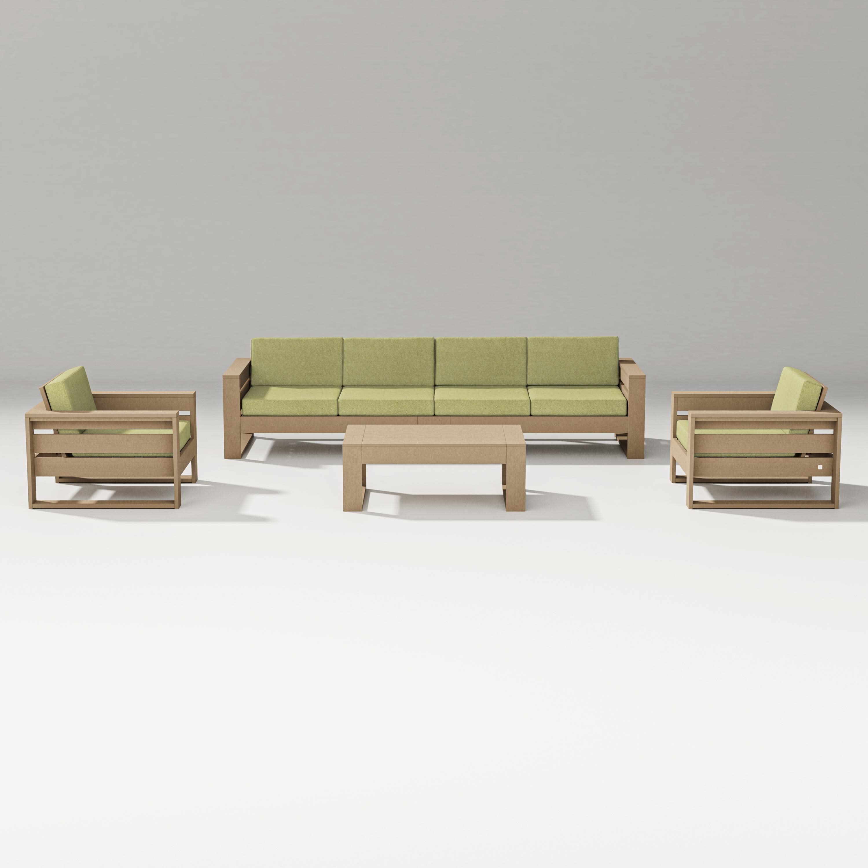 Latitude 5-Piece Lounge Sofa Set in Vintage Sahara / Chartreuse Boucle