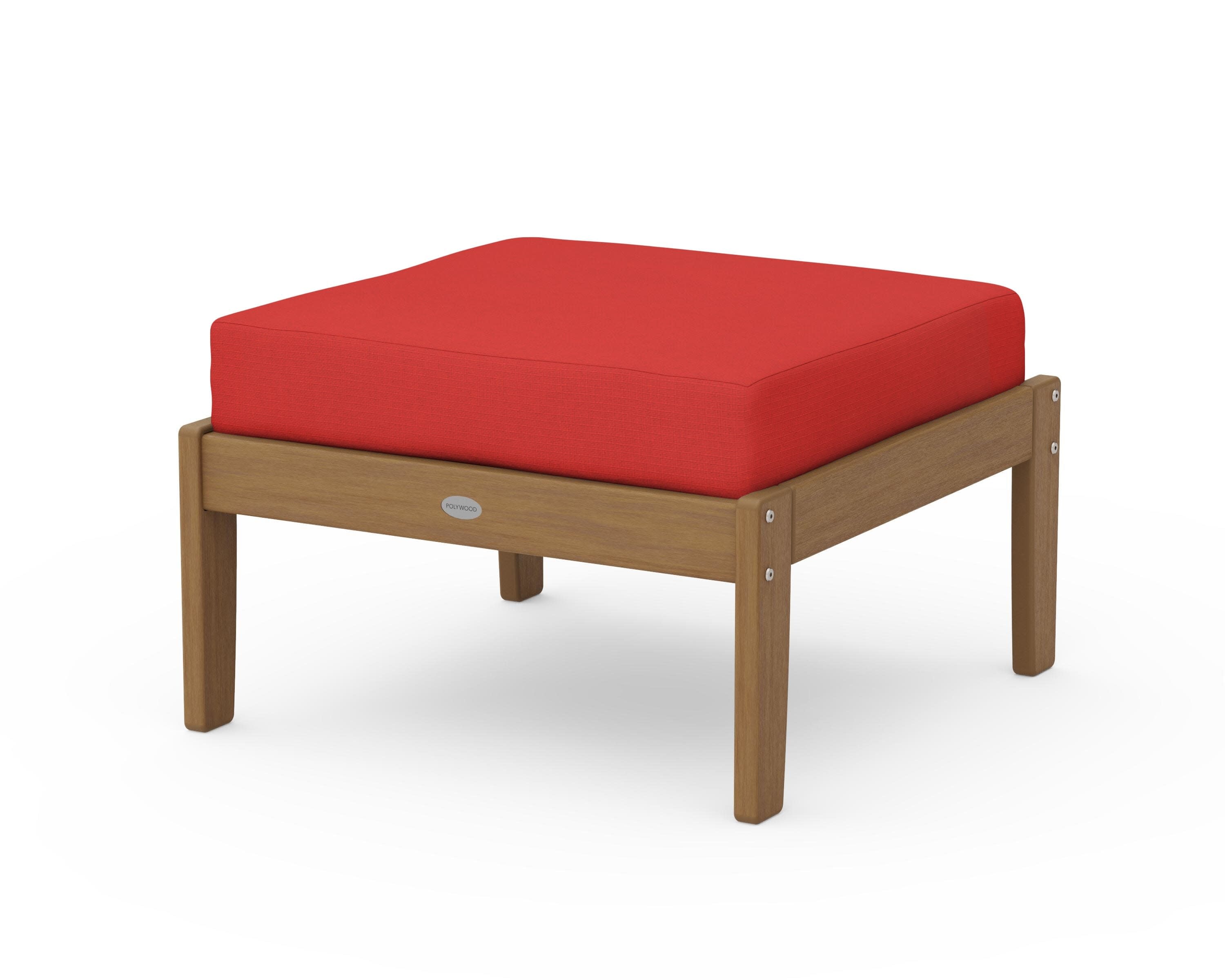 Braxton Deep Seating Ottoman in Natural / Crimson Linen