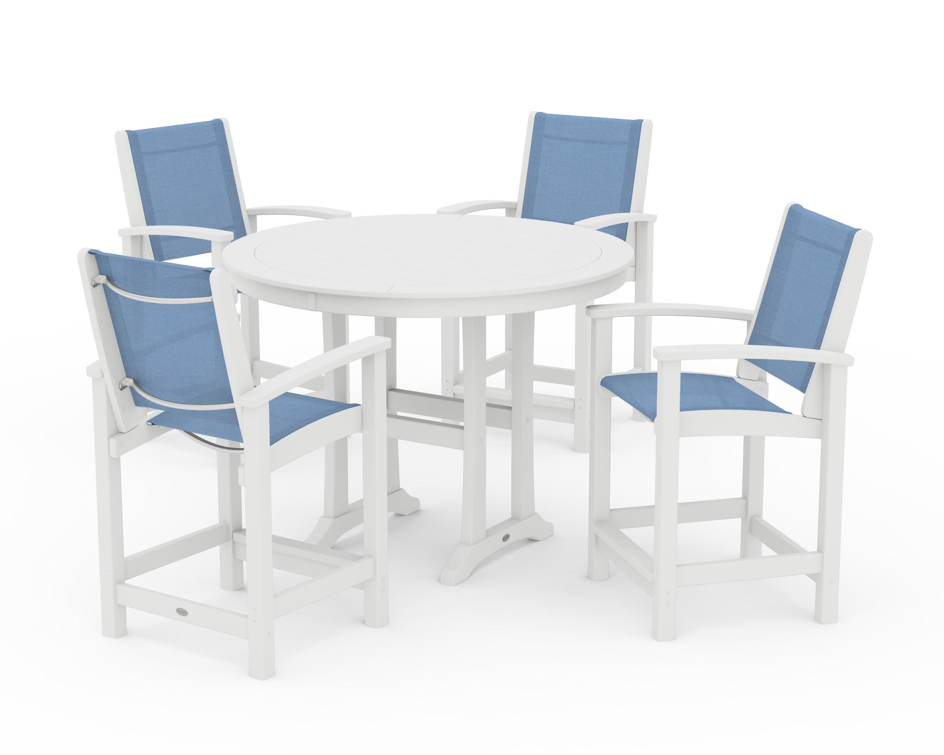 Coastal 5-Piece Counter Set in White / Poolside Sling