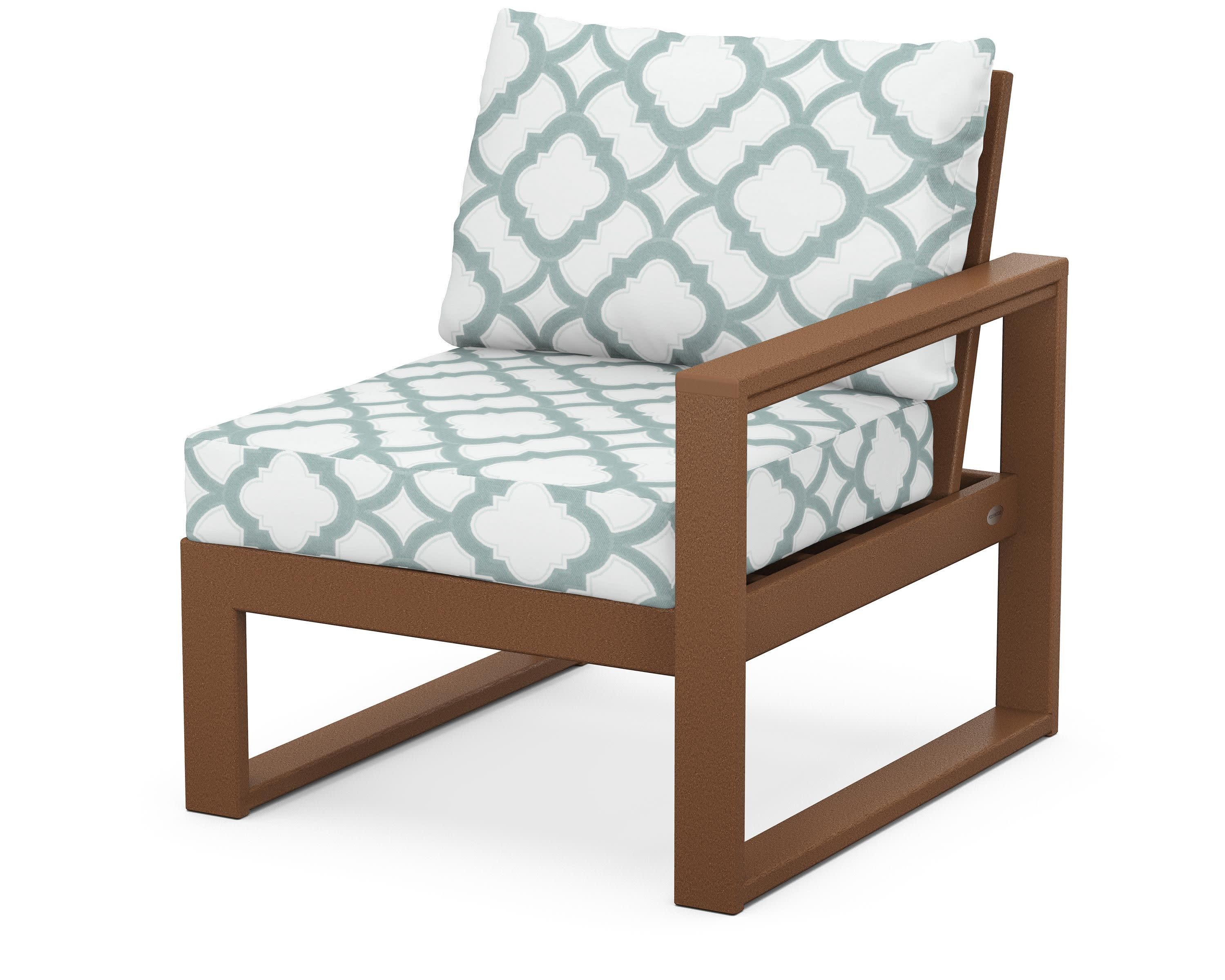 EDGE Modular Right Arm Chair in Teak / Trellis Glacier Spa