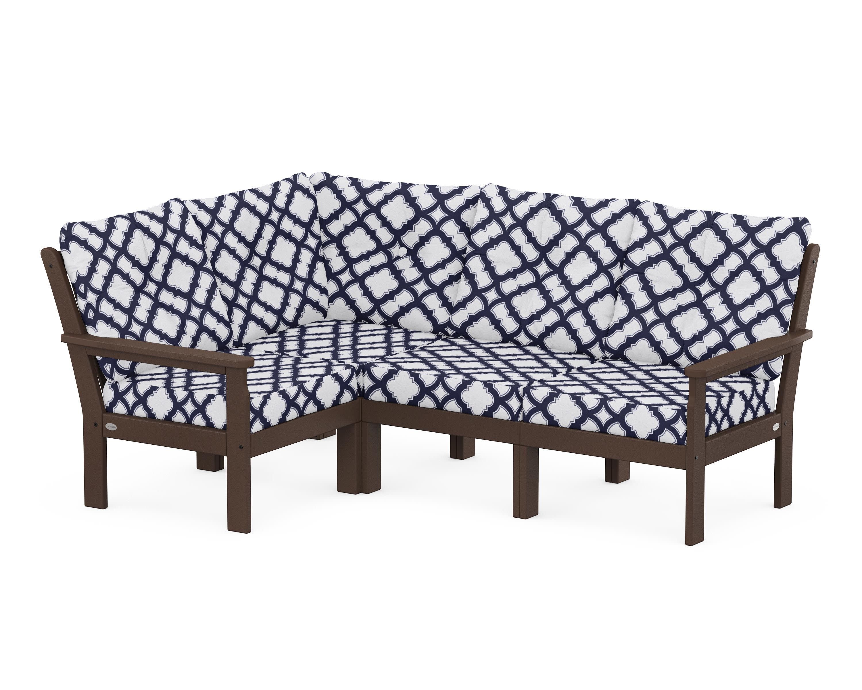 Vineyard 4-Piece Sectional in Mahogany / Trellis Navy