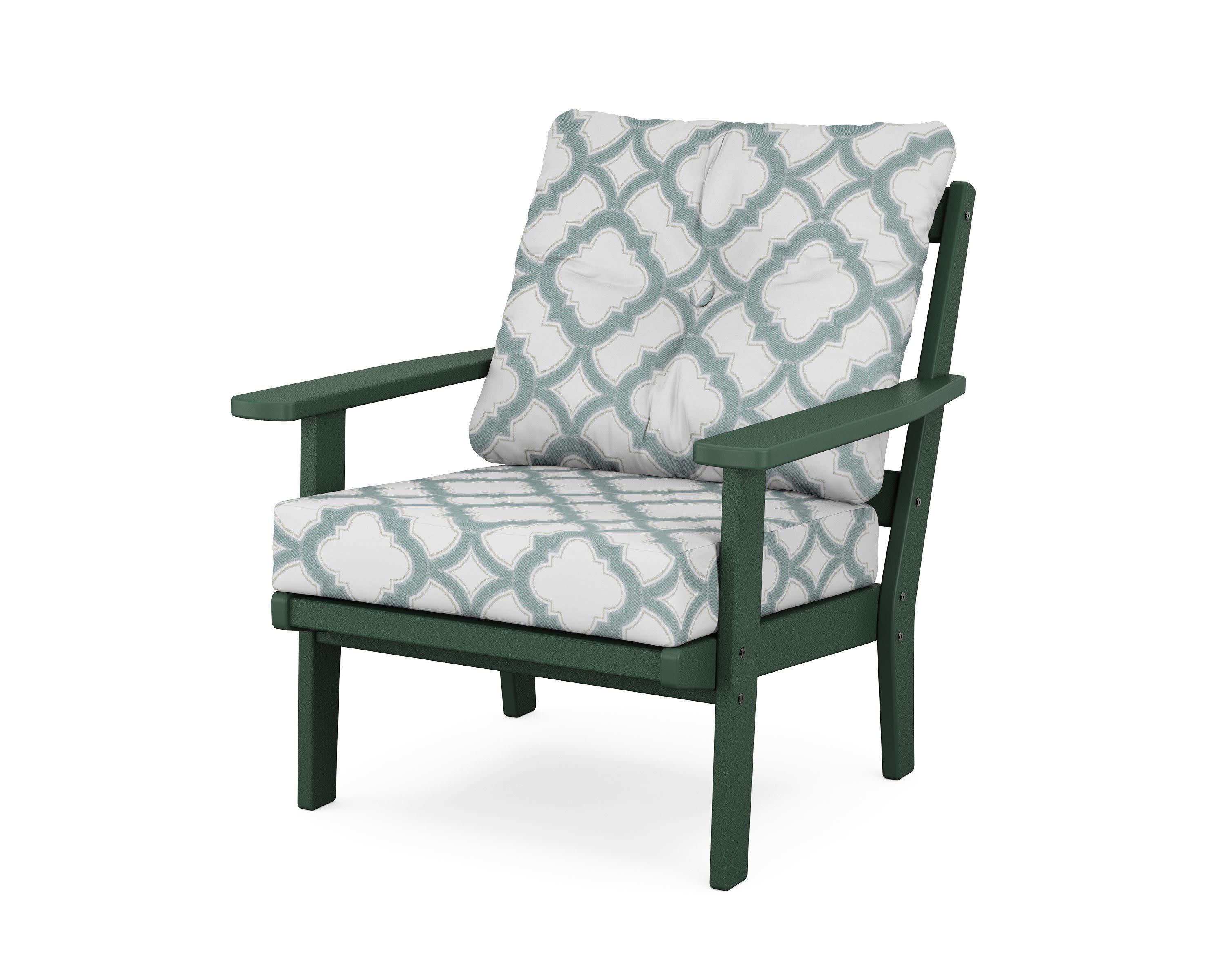 Oxford Deep Seating Chair in Green / Trellis Glacier Spa