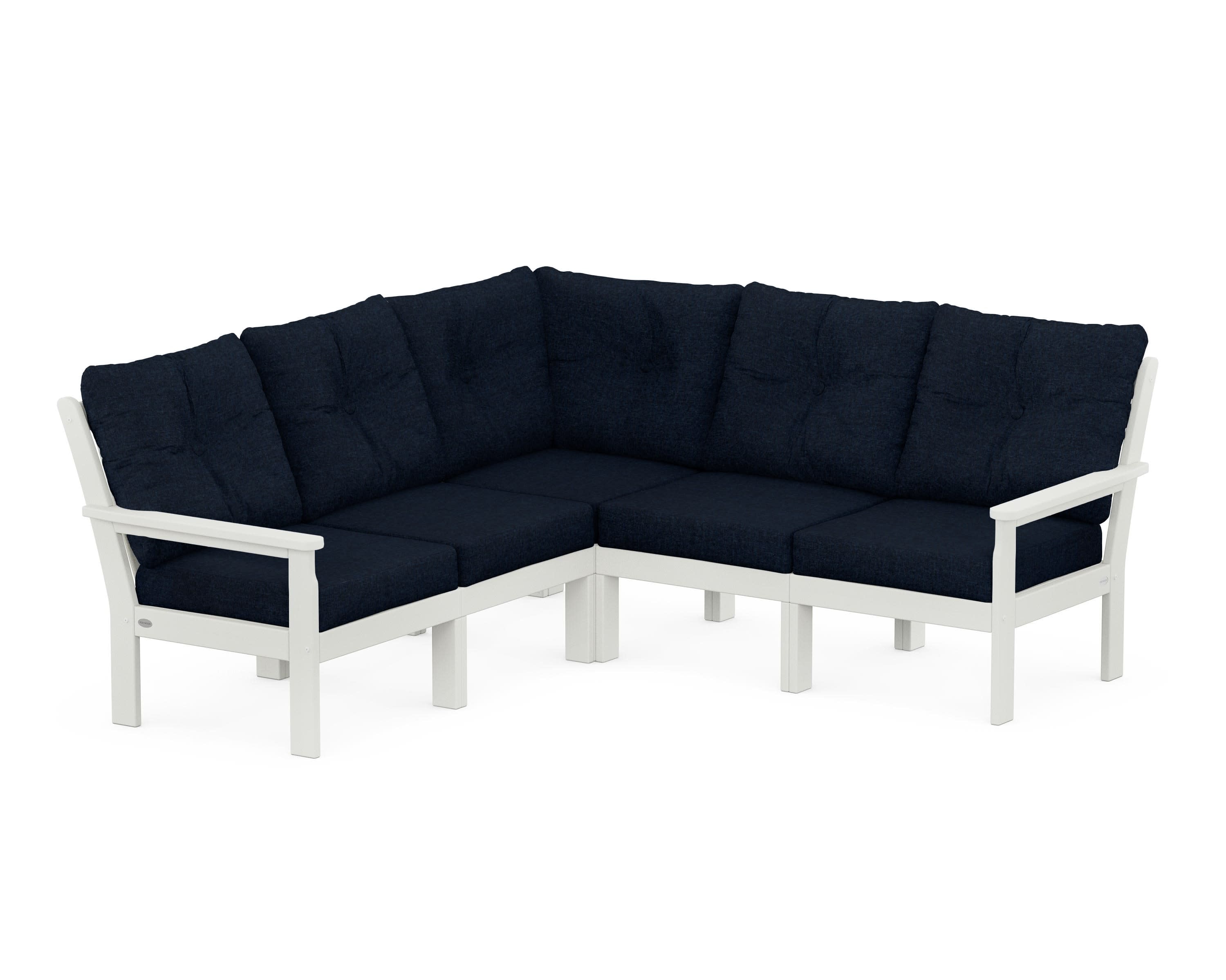 Vineyard 5-Piece Sectional in Vintage White / Marine Indigo