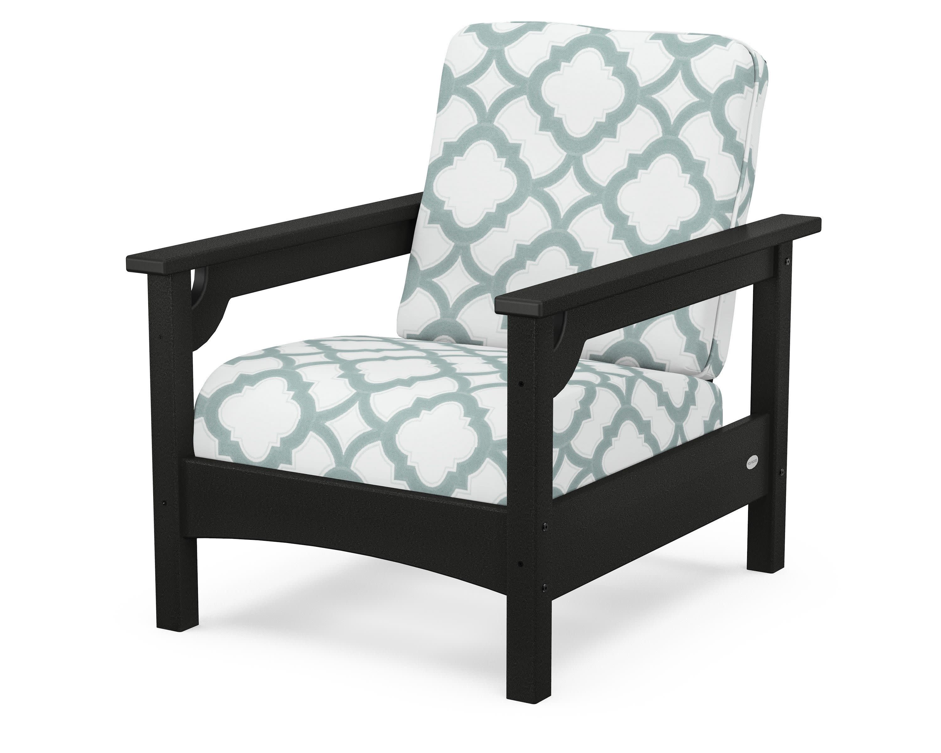 Club Chair in Black / Trellis Glacier Spa