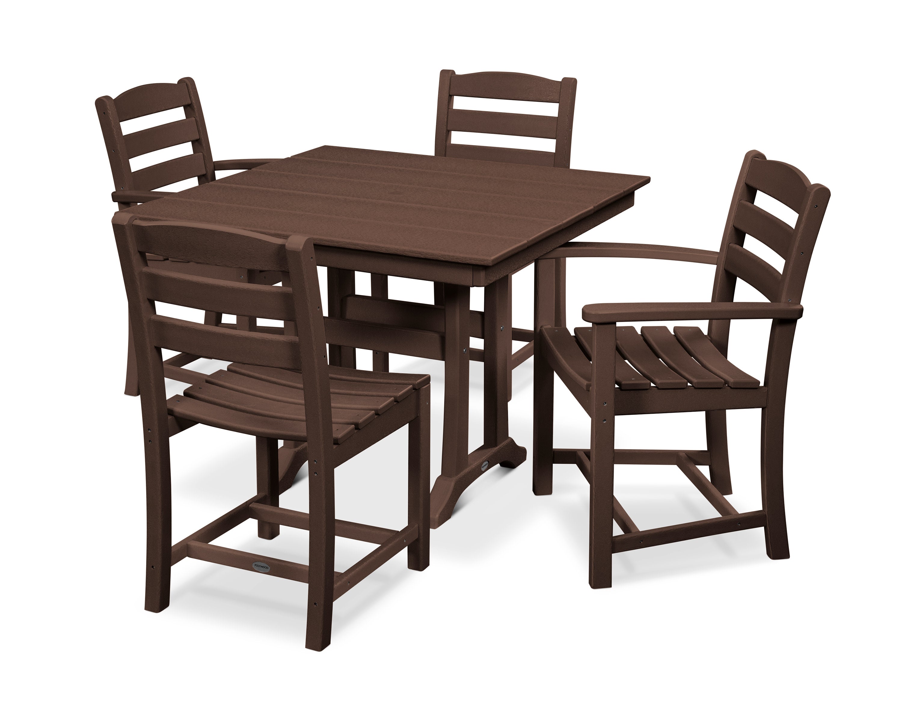 La Casa Caf 5-Piece Farmhouse Dining Set with Trestle Legs in Mahogany