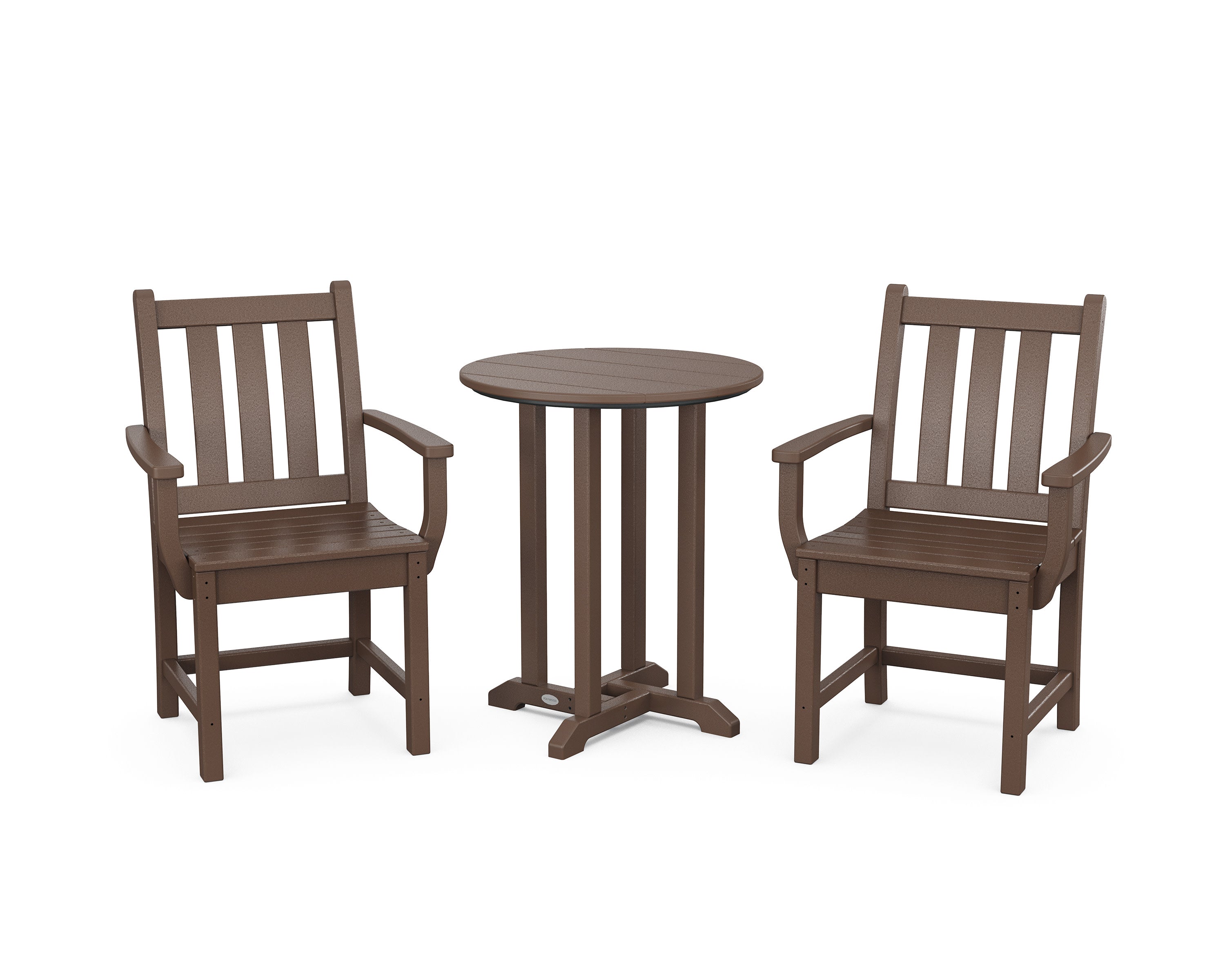Traditional Garden 3-Piece Round Bistro Dining Set in Mahogany
