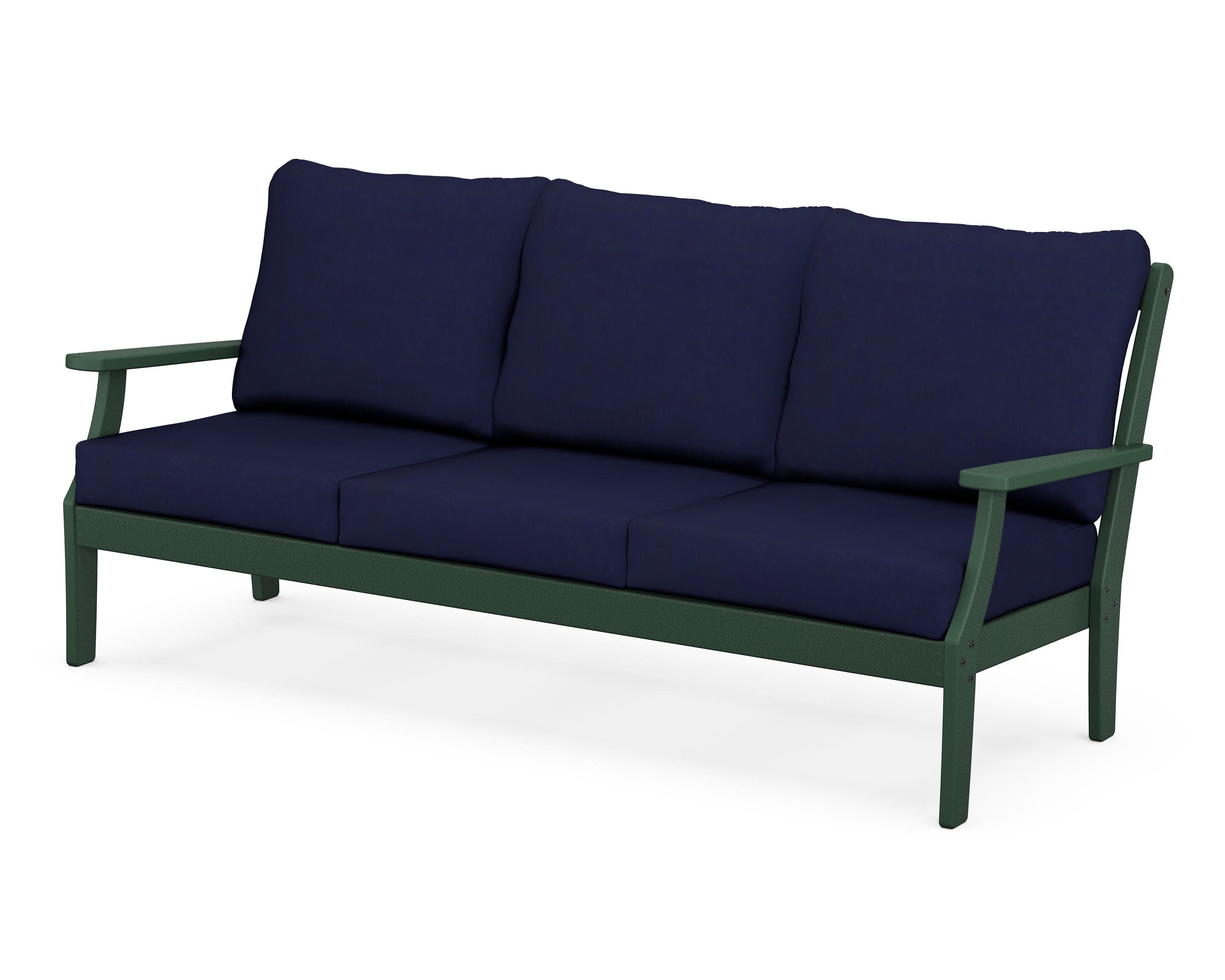 Braxton Deep Seating Sofa in Green / Navy
