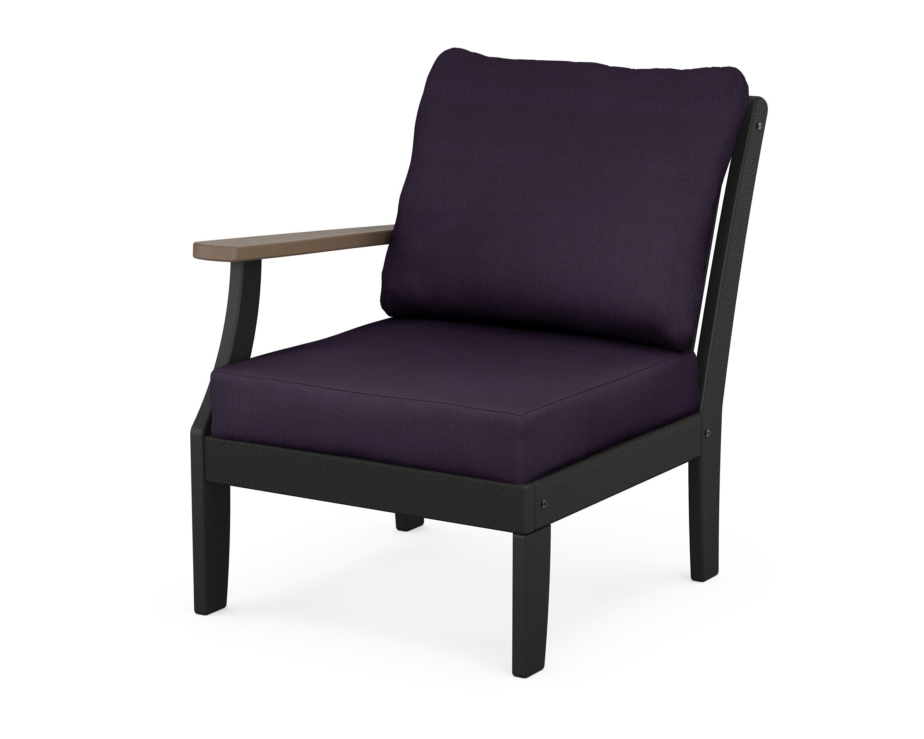 Braxton Modular Left Arm Chair in Black / Kona / Navy Linen