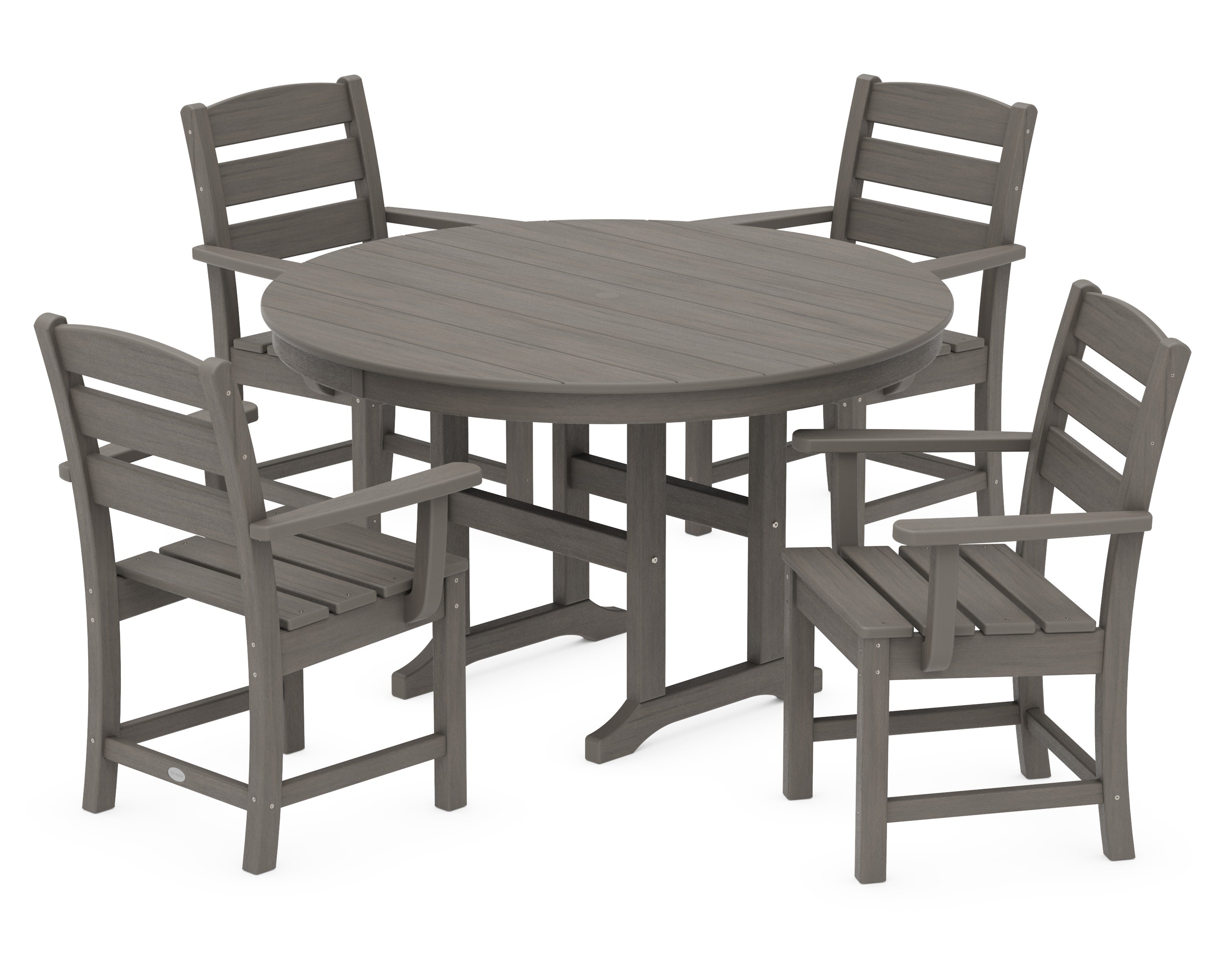 Lakeside 5-Piece Round Farmhouse Dining Set in Driftwood