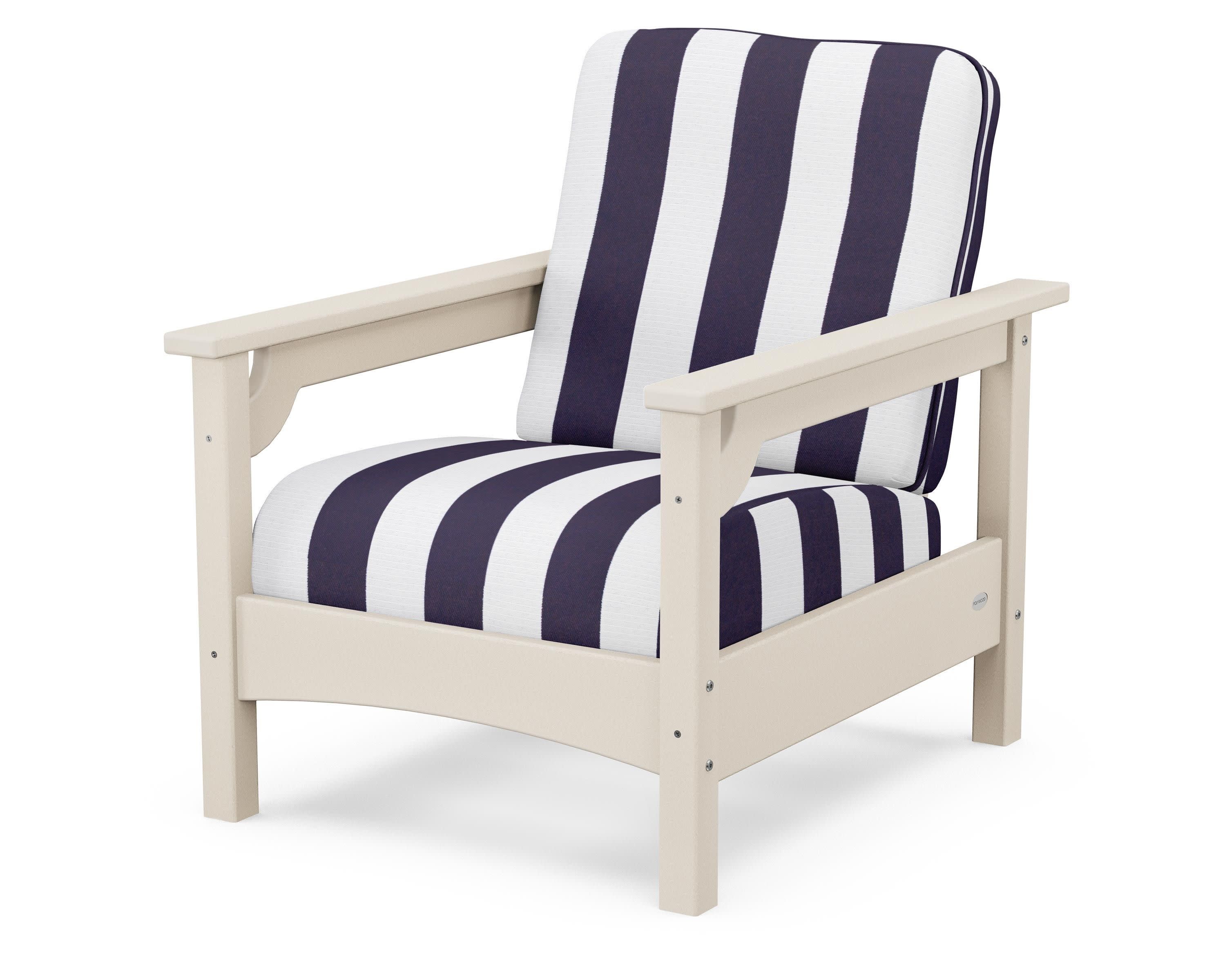 Club Chair in Sand / Cabana Stripe Navy