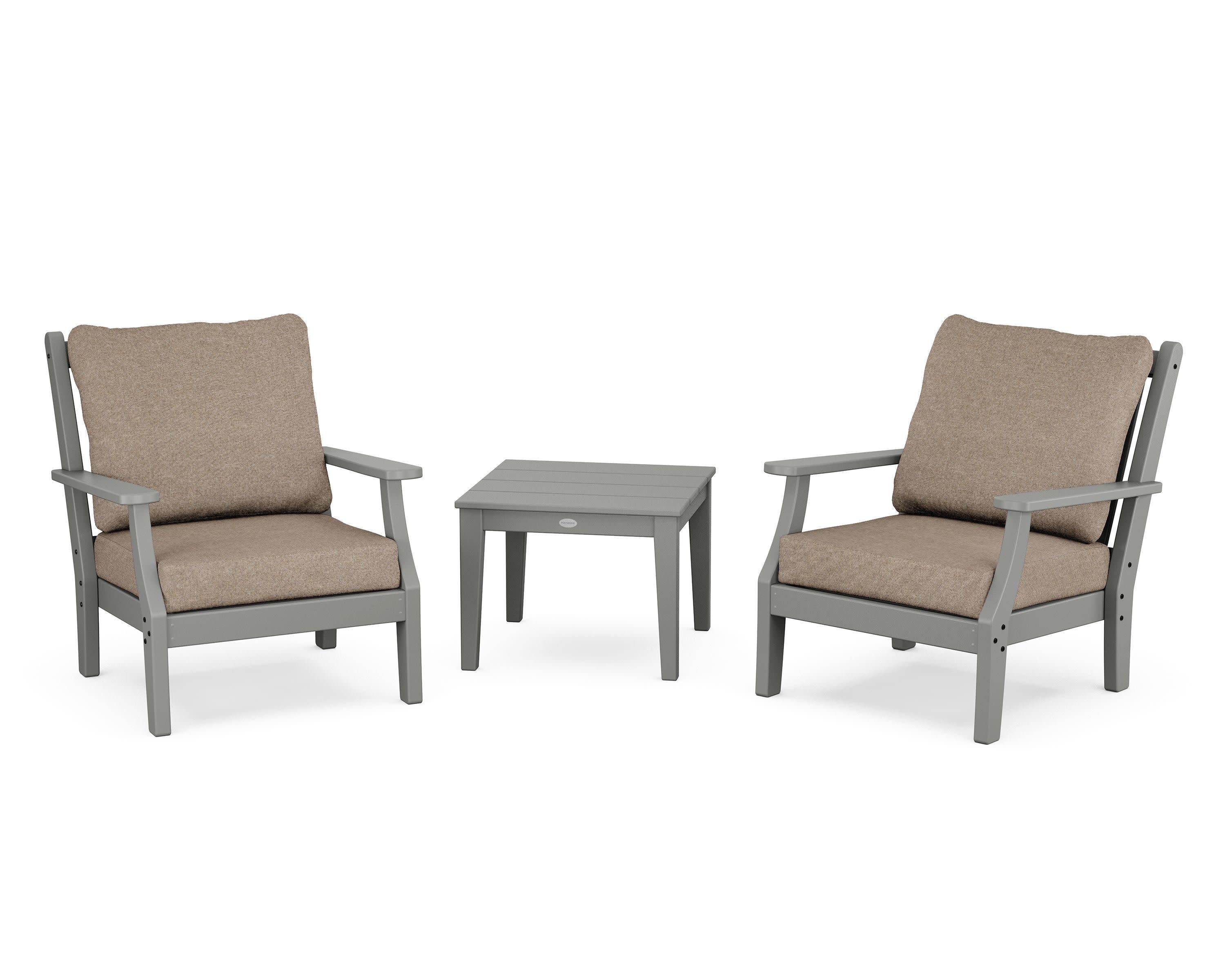 Wovendale 3-Piece Deep Seating Set in Slate Grey / Spiced Burlap