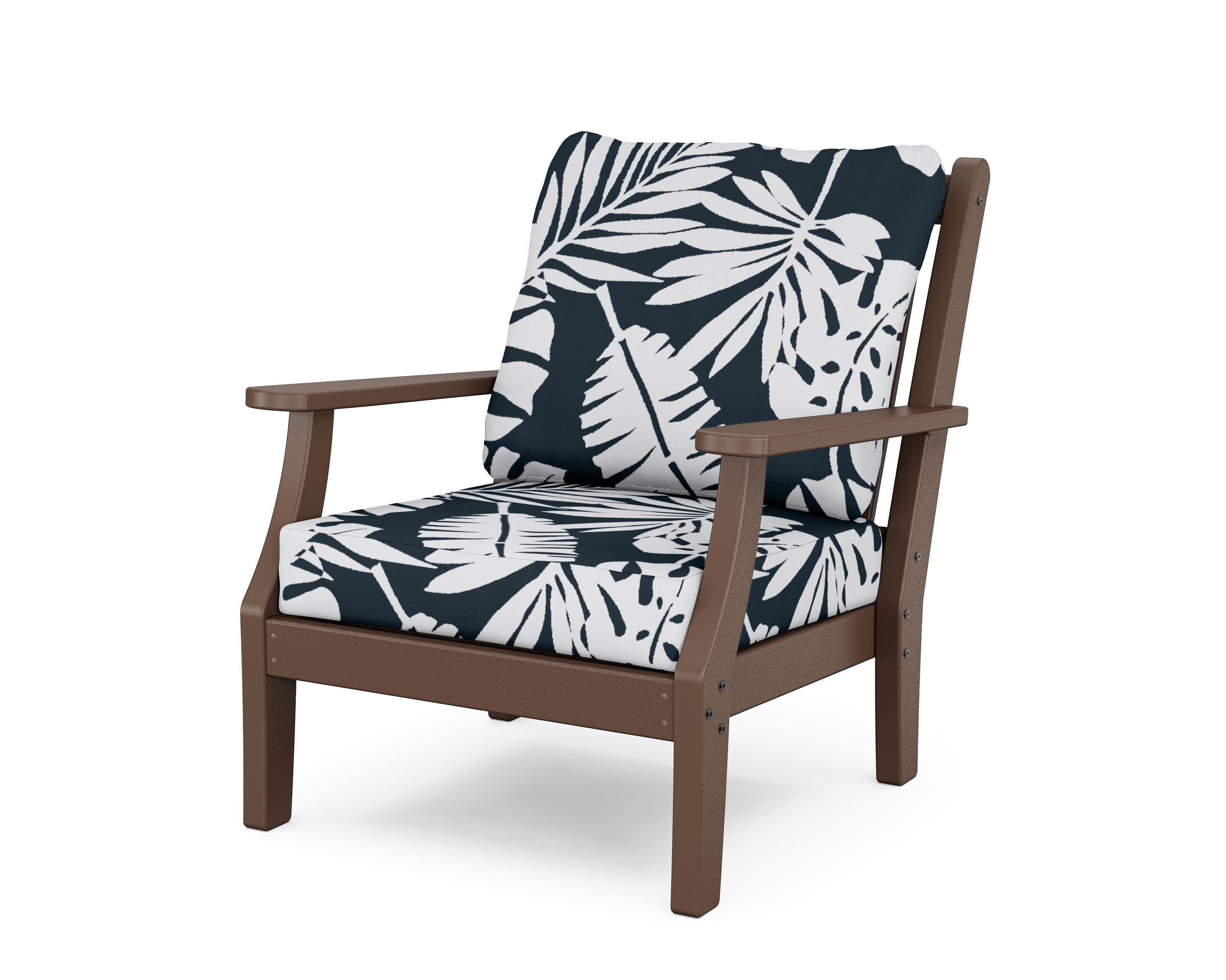 Wovendale Deep Seating Chair in Mahogany / Leaf Marine Indigo