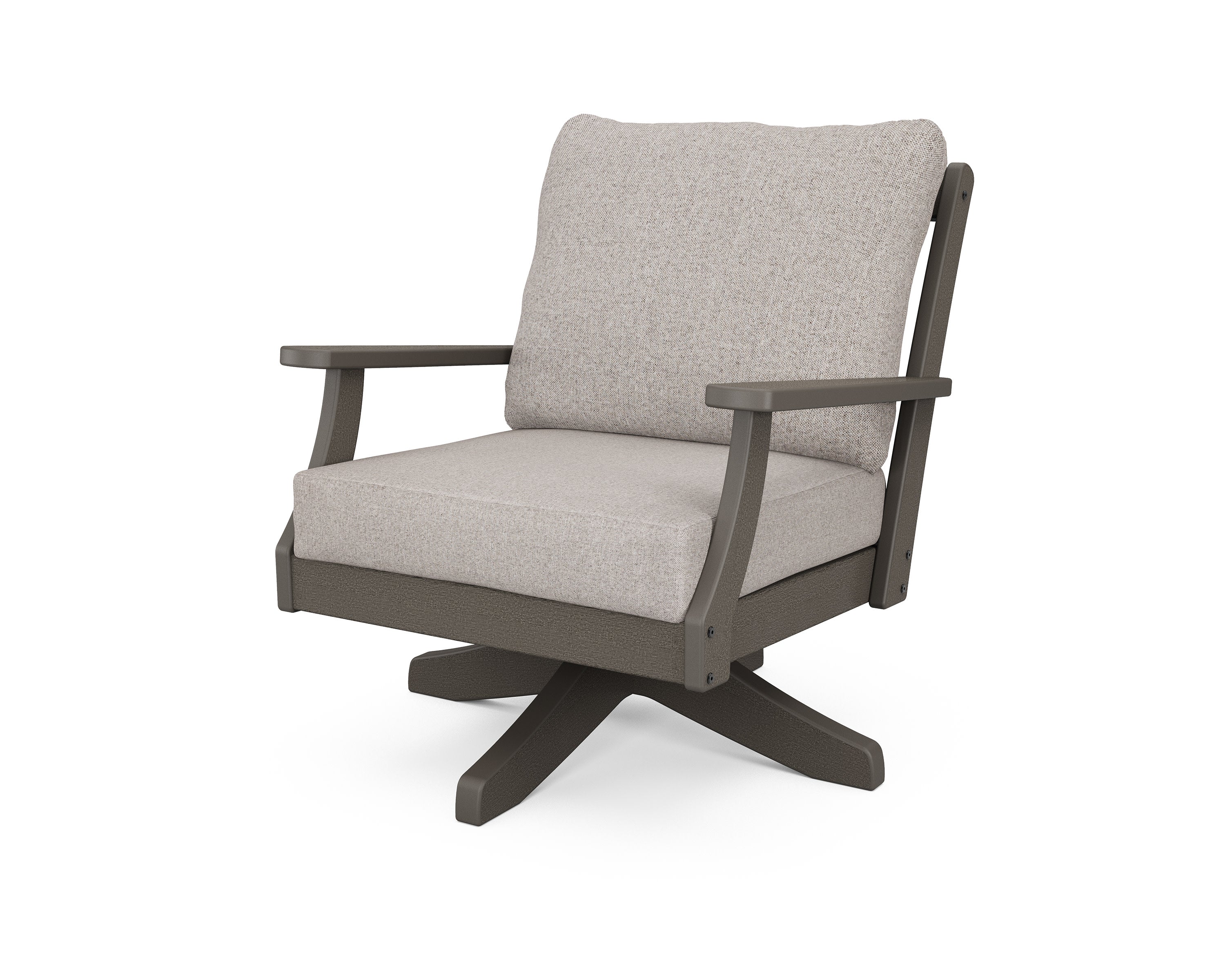Braxton Deep Seating Swivel Chair in Vintage Coffee / Weathered Tweed