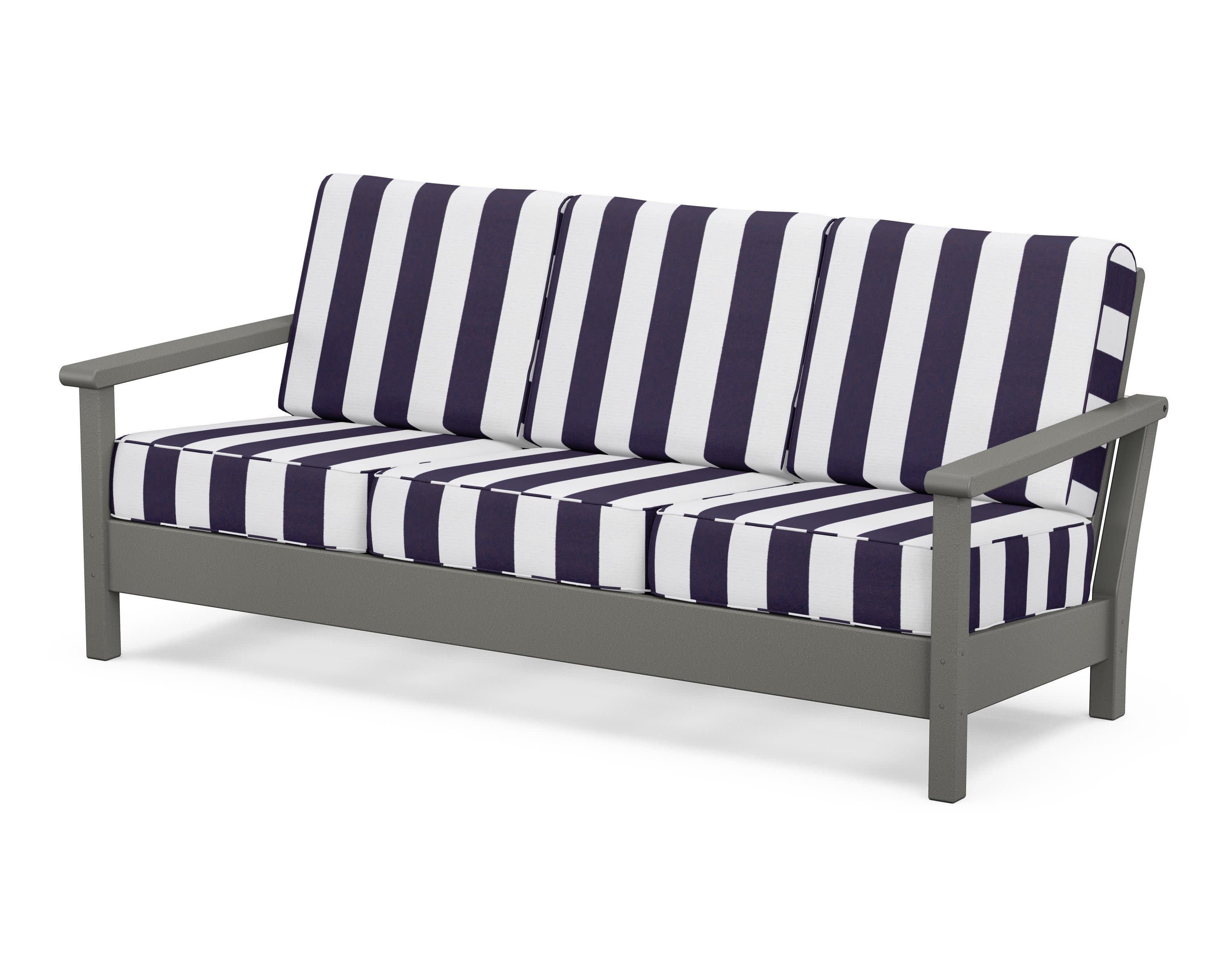 Harbour Deep Seating Sofa in Slate Grey / Cabana Stripe Navy