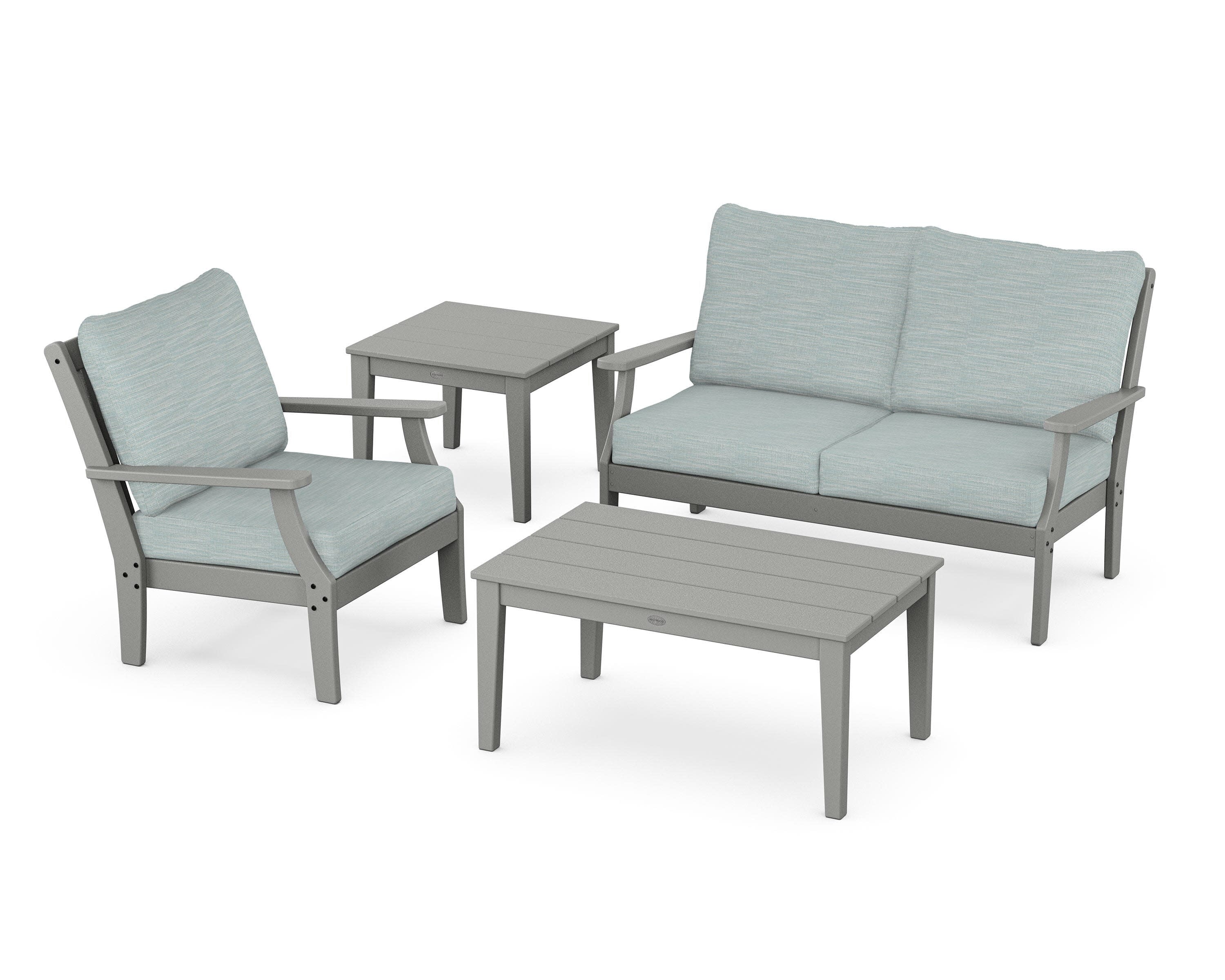 Braxton 4-Piece Deep Seating Set in Slate Grey / Soothe Mist