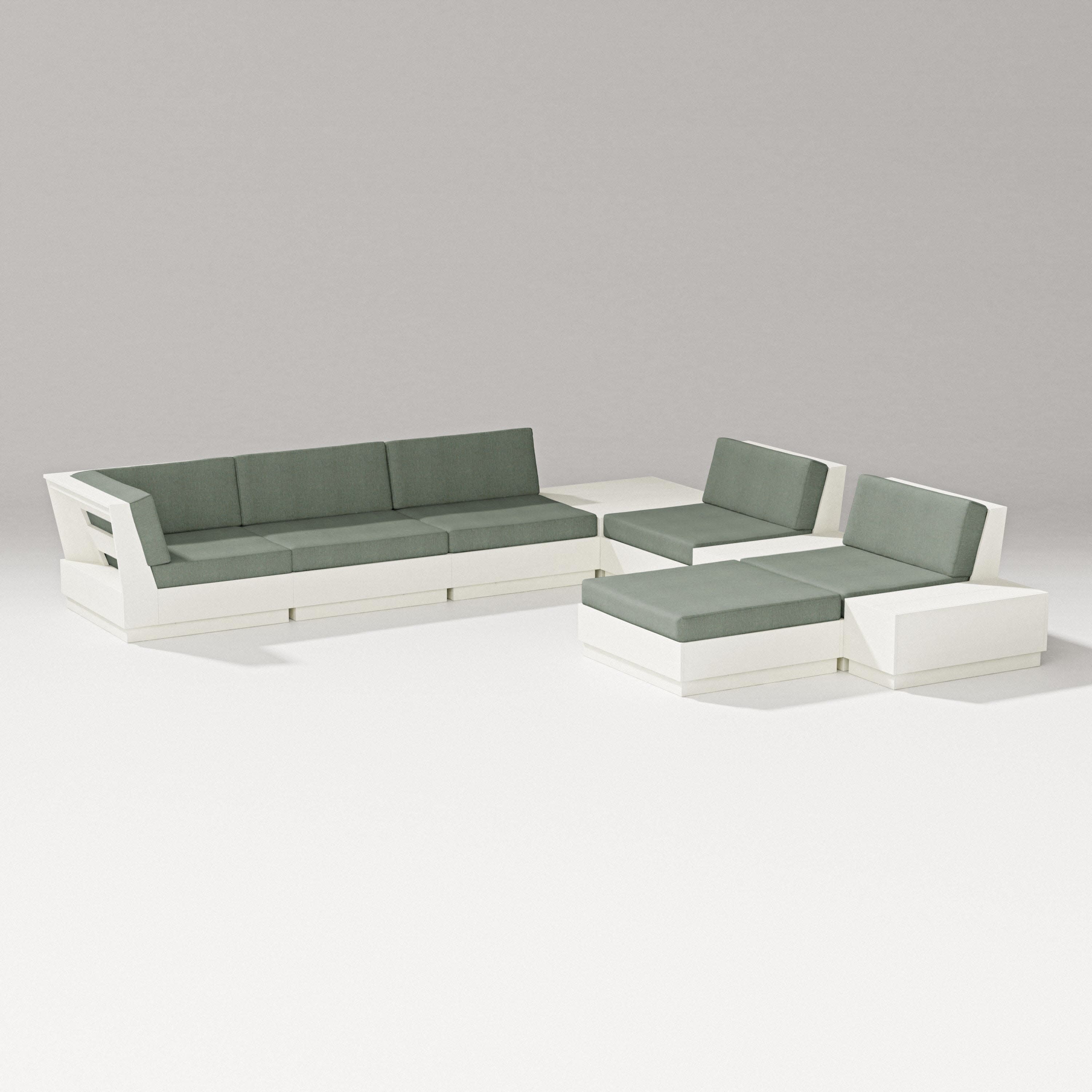 Elevate 9-Piece Conversation Sectional in Vintage White / Cast Sage