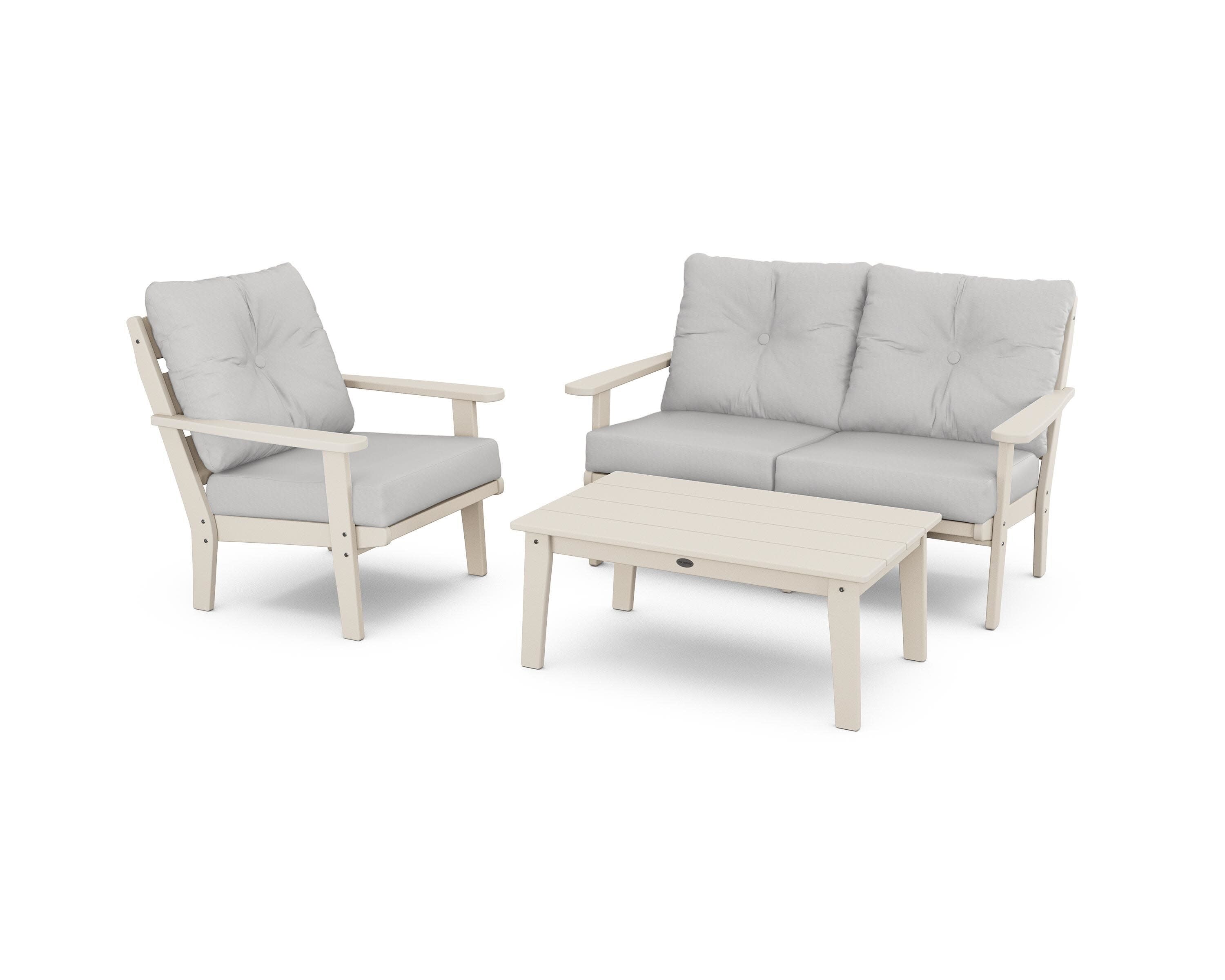 Lakeside 3-Piece Deep Seating Set in Sand / Diamond in the Rough