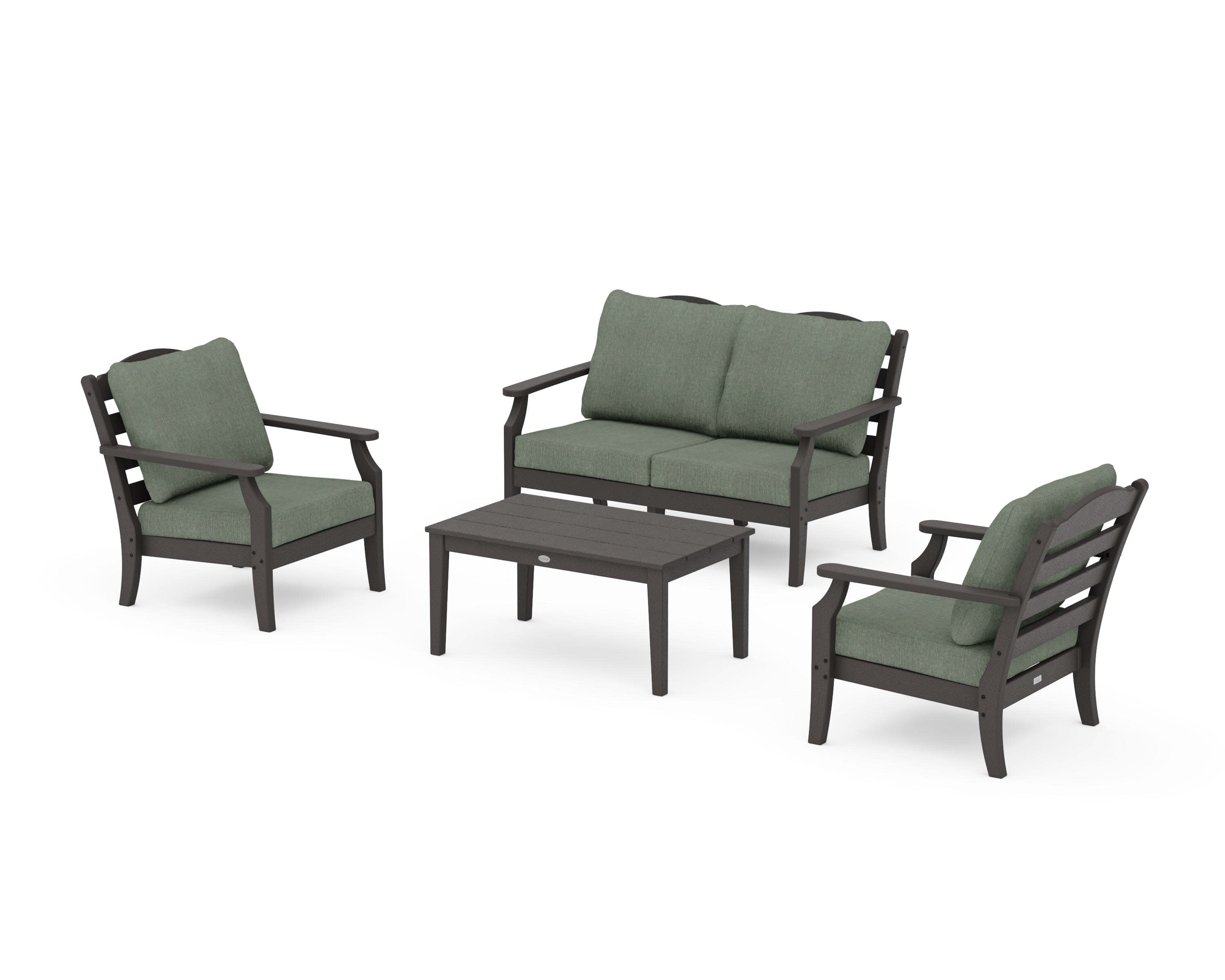Savannah 4-Piece Deep Seating Set with Loveseat in Vintage Coffee / Cast Sage