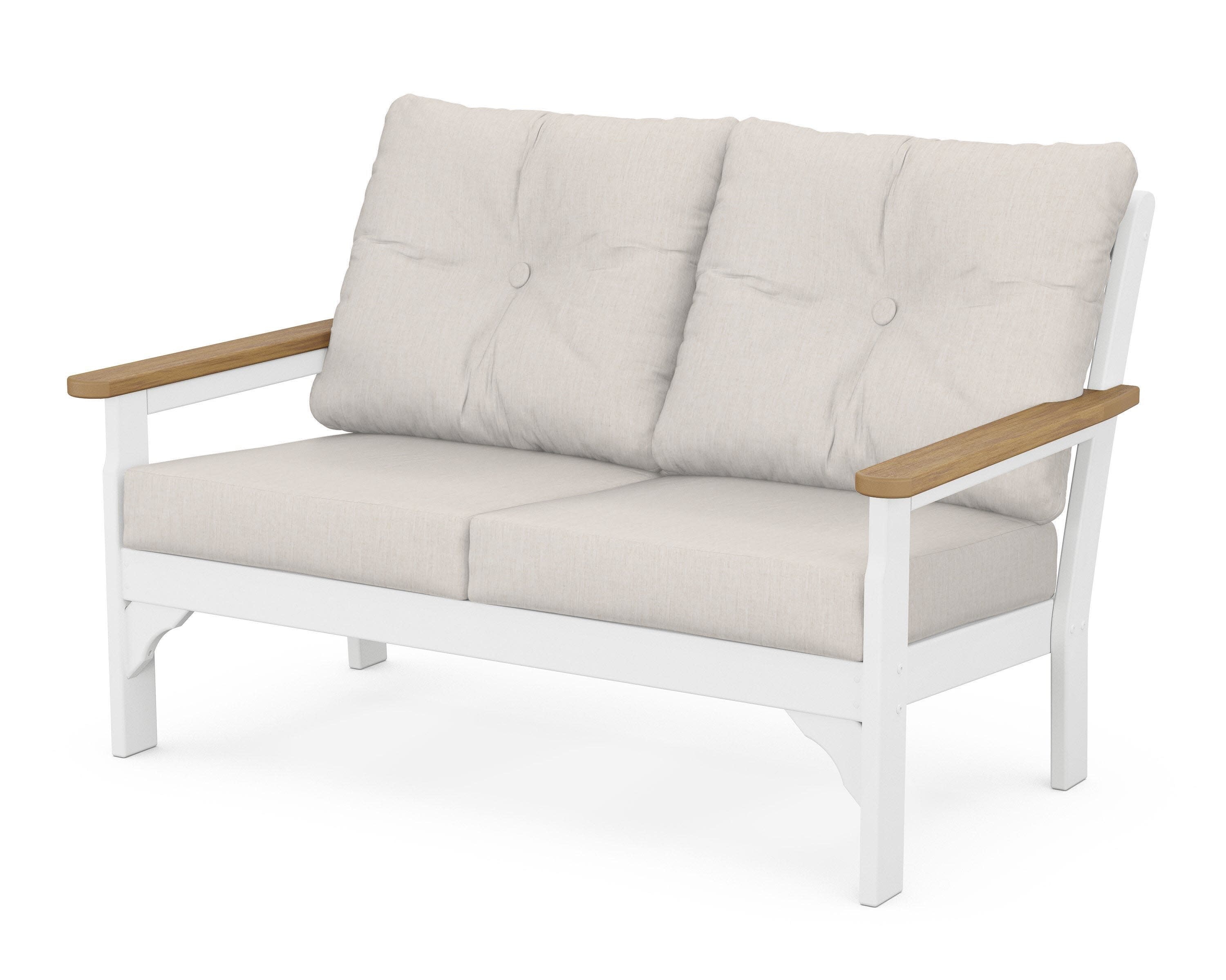 Vineyard Deep Seating Loveseat in White / Natural / Cast Ash