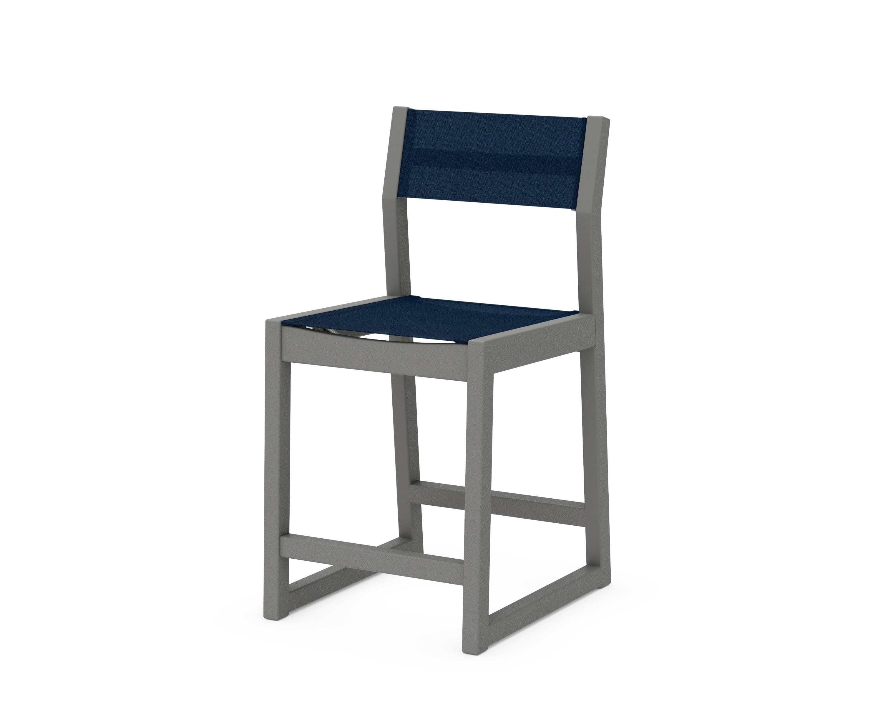 EDGE Sling Counter Side Chair in Slate Grey / Navy Blue Sling