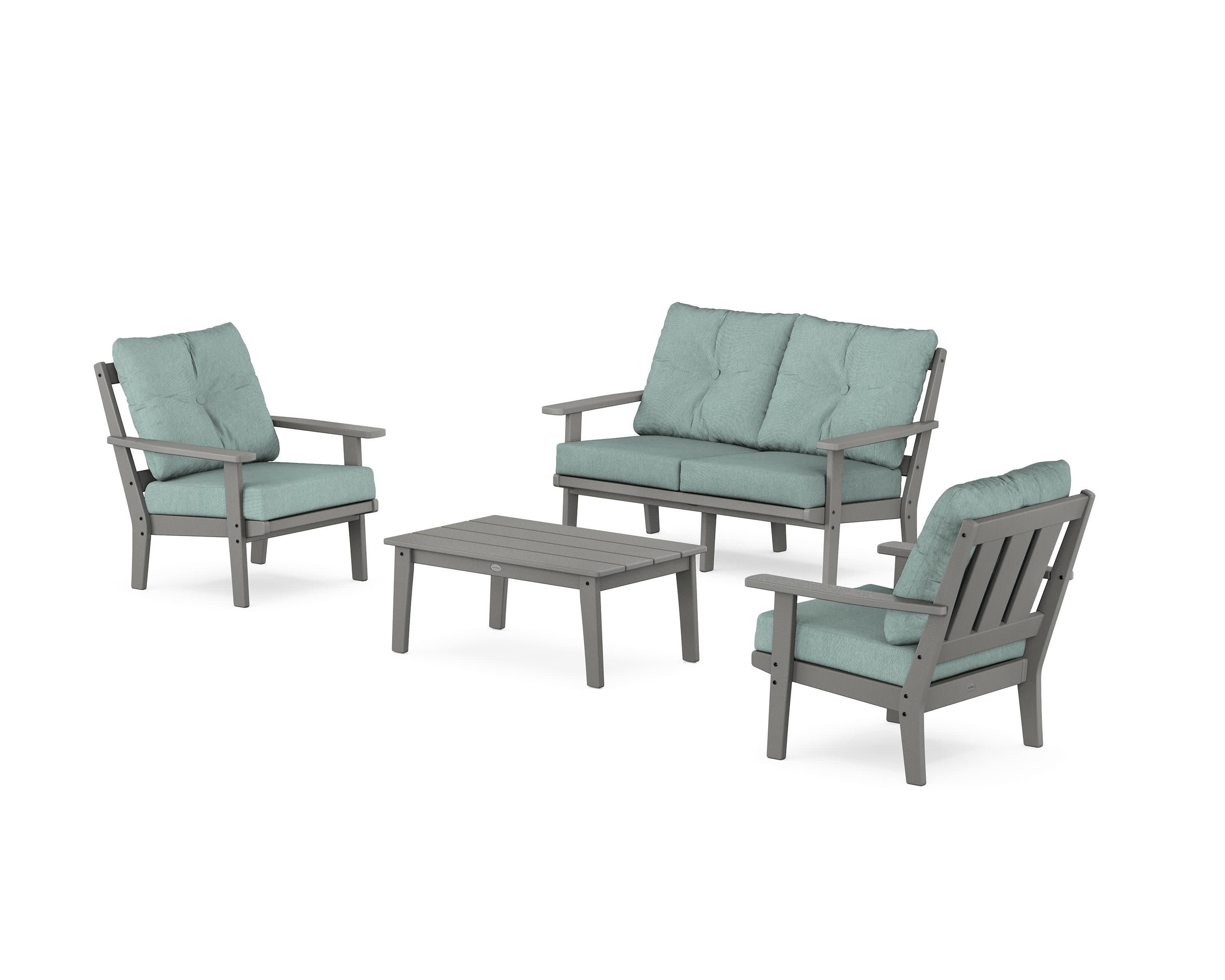 Oxford 4-Piece Deep Seating Set with Loveseat in Slate Grey / Glacier Spa