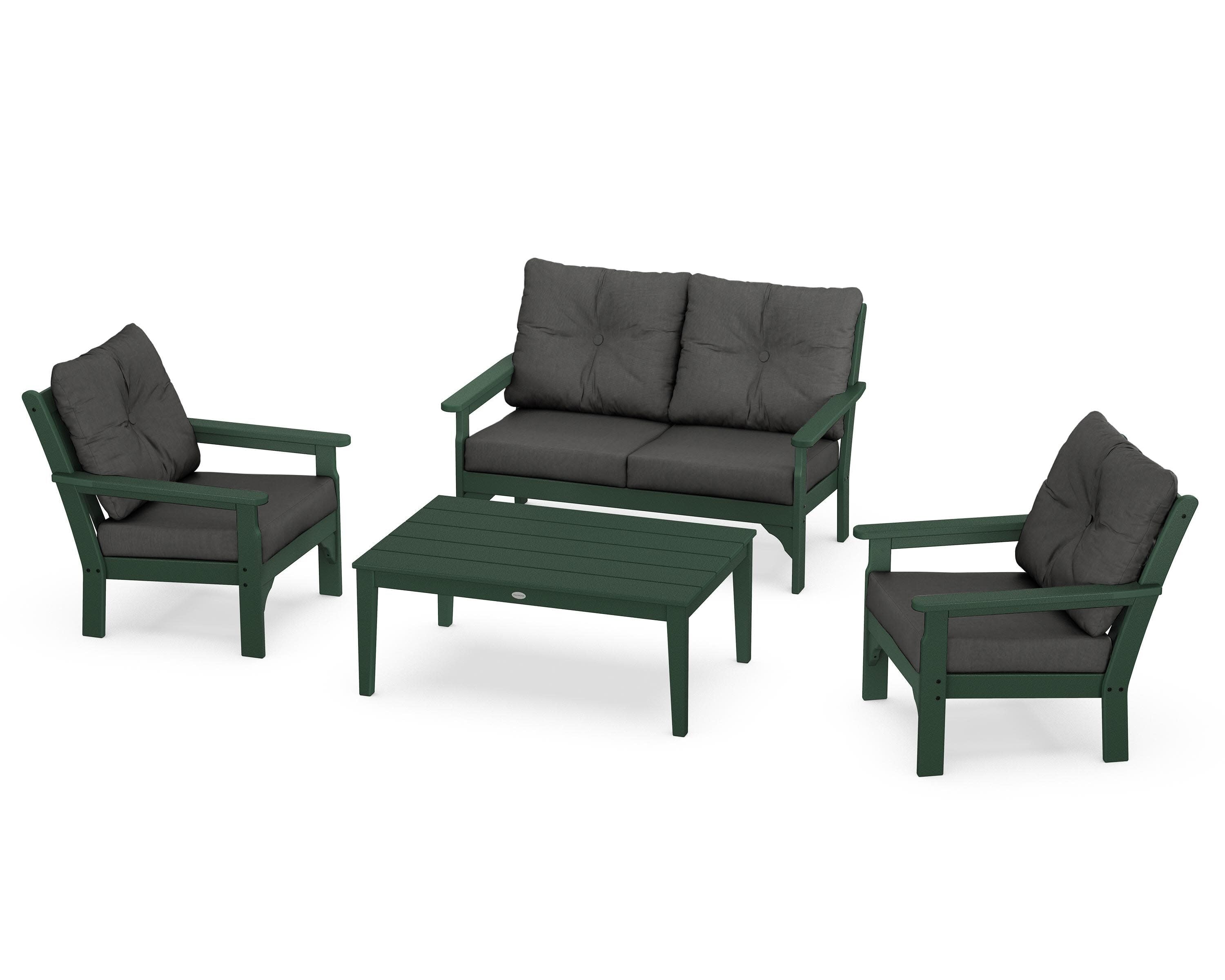 Vineyard 4-Piece Deep Seating Set in Green / Spectrum Carbon