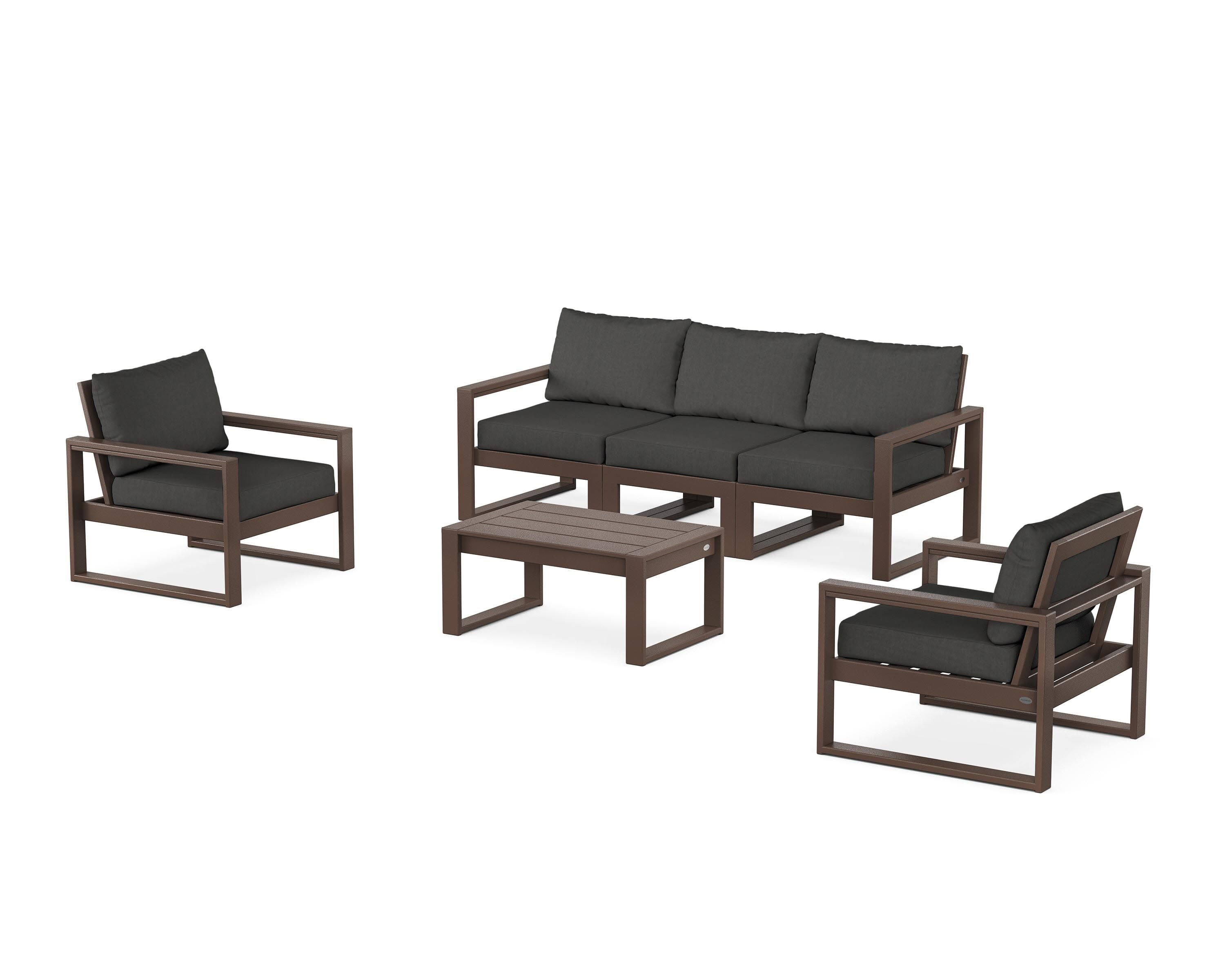 EDGE Sectional 4-Piece Deep Seating Set with Sofa in Mahogany / Spectrum Carbon