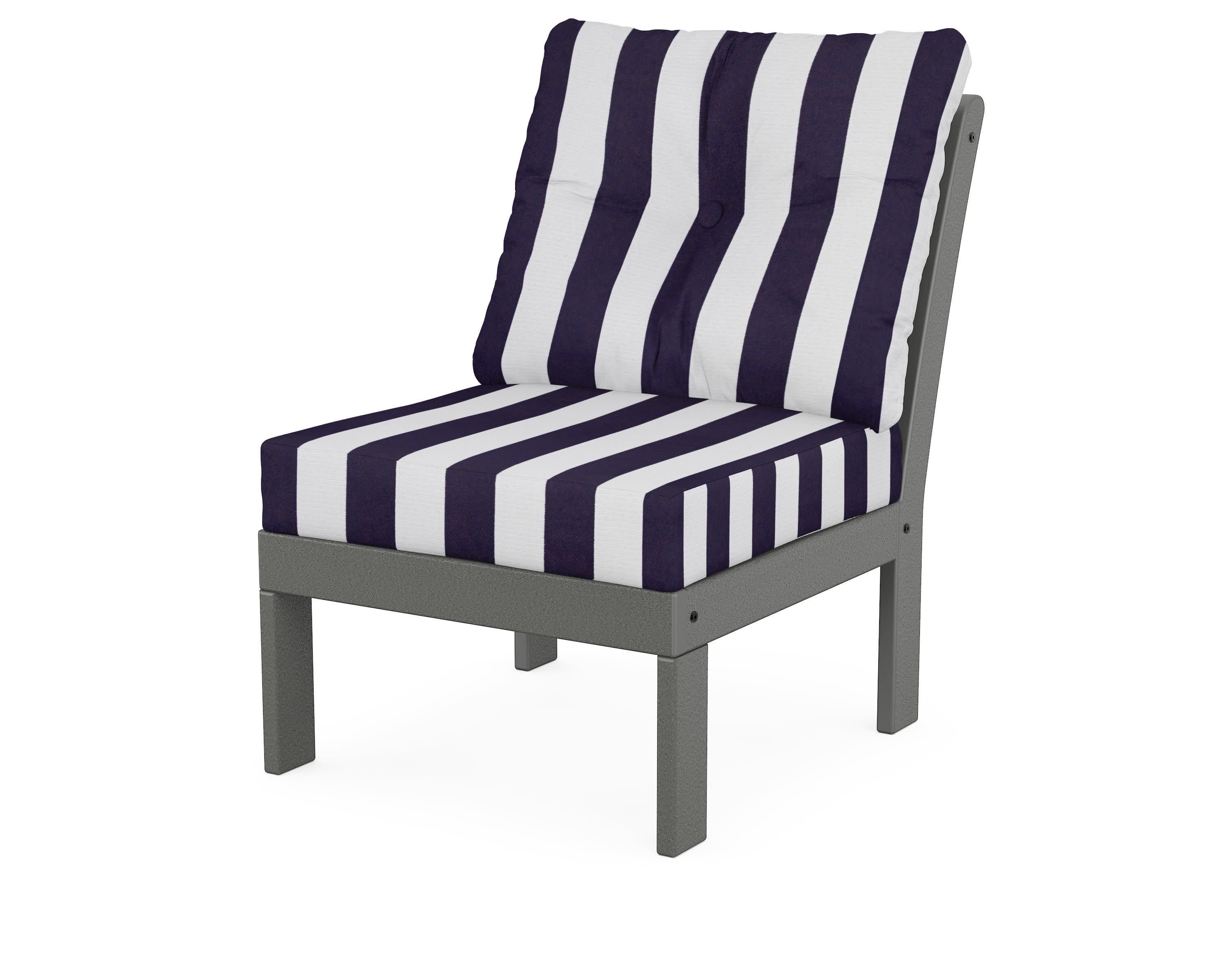 Vineyard Modular Armless Chair in Slate Grey / Cabana Stripe Navy