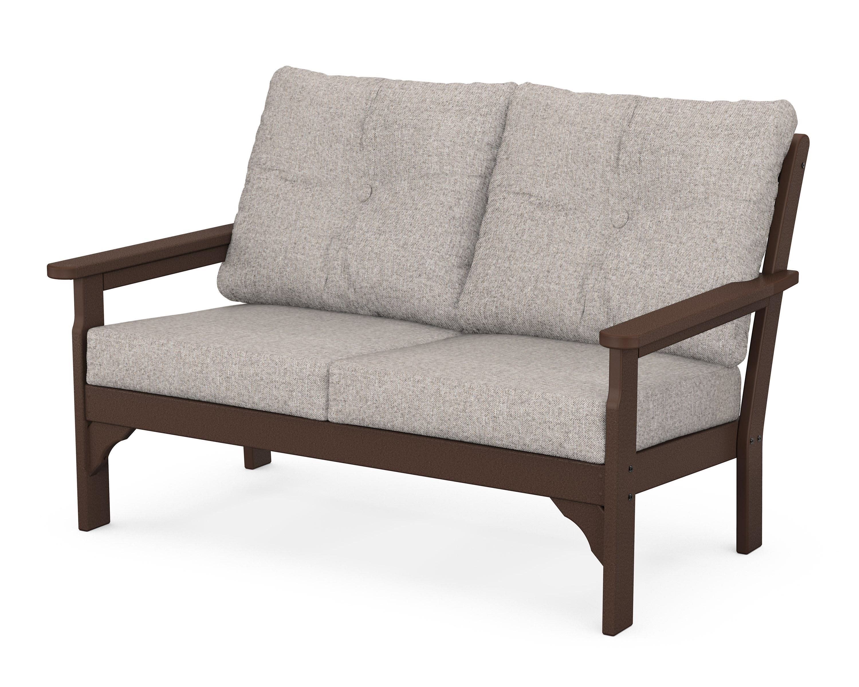 Vineyard Deep Seating Loveseat in Mahogany / Weathered Tweed