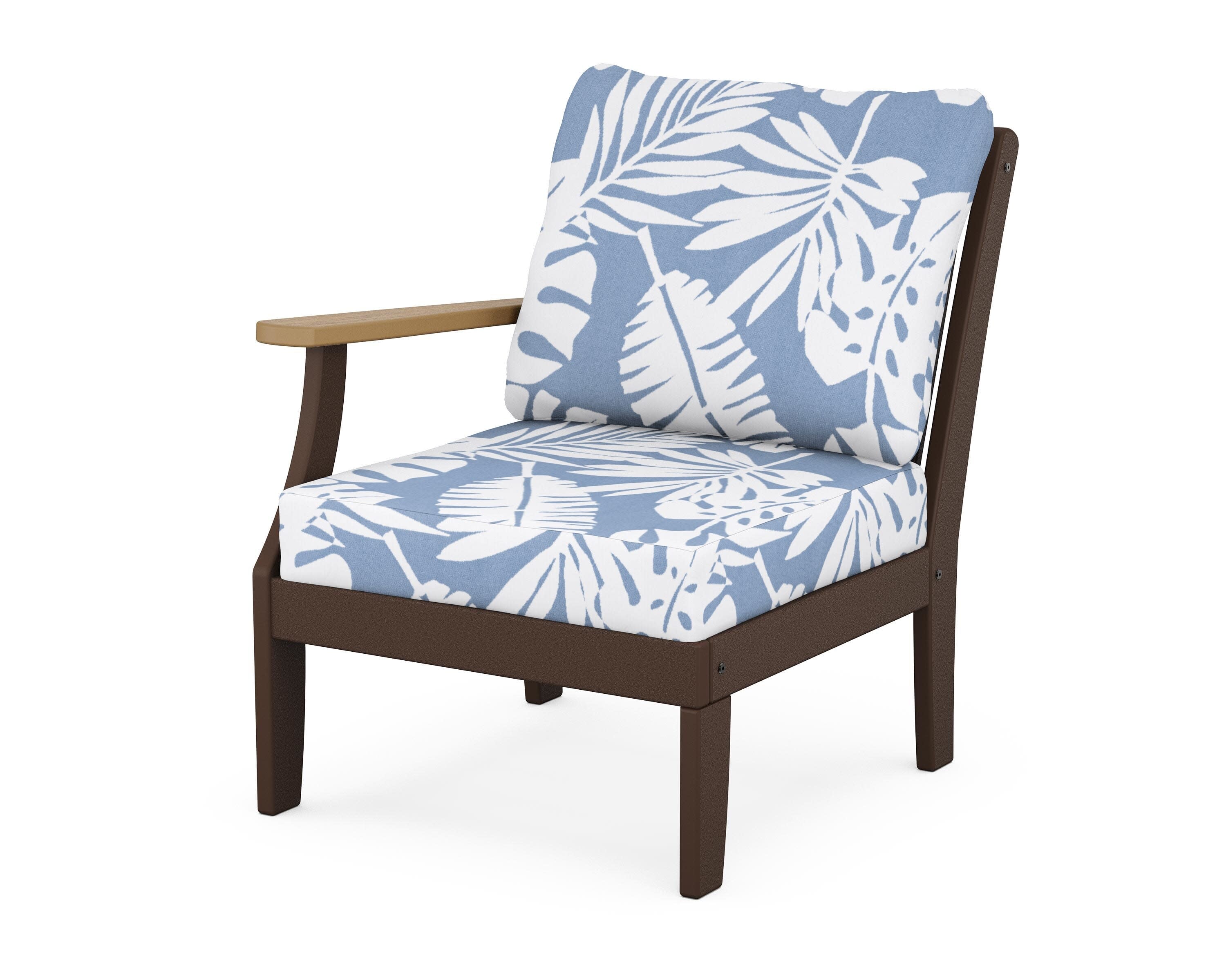 Braxton Modular Left Arm Chair in Mahogany / Natural / Leaf Sky Blue