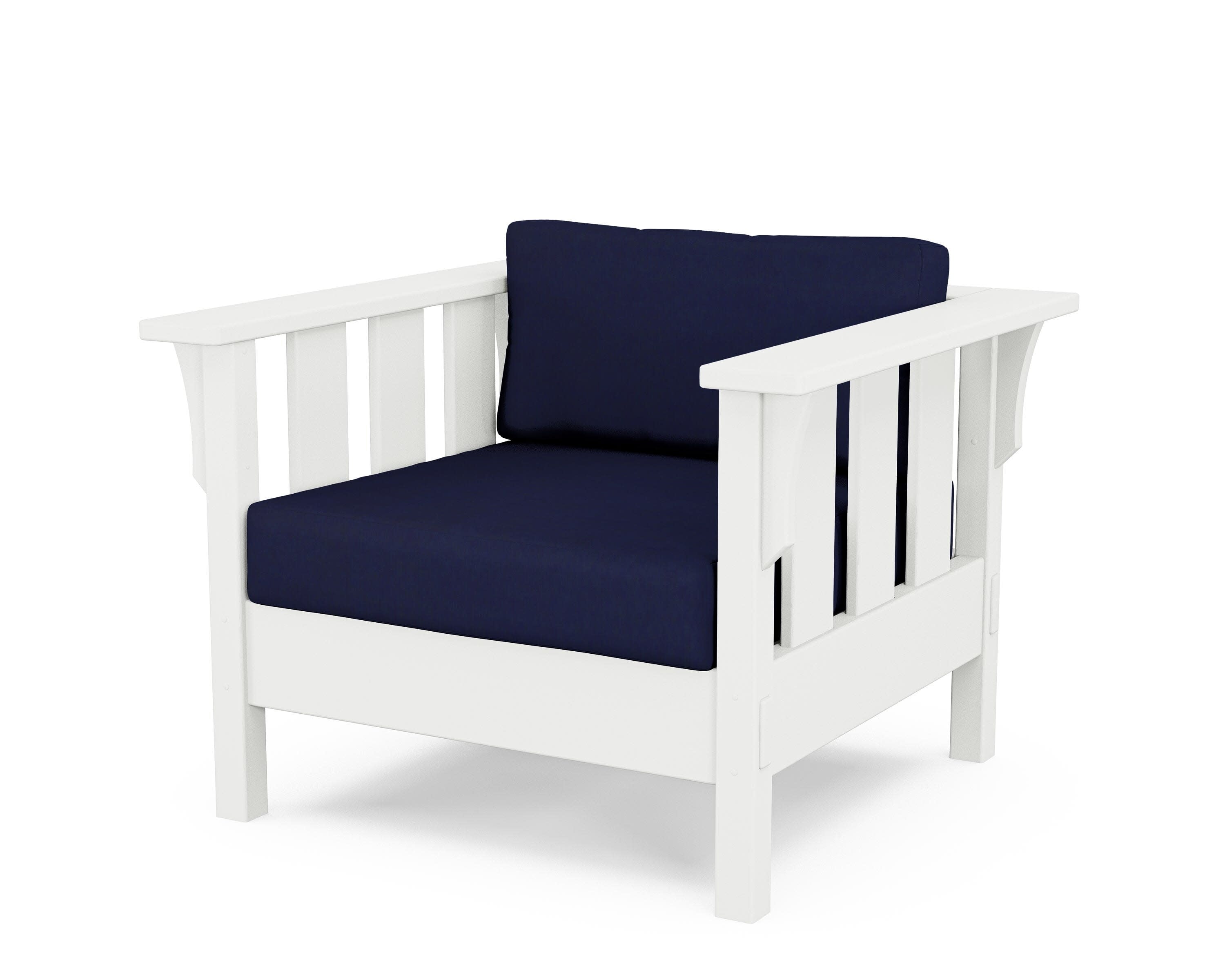 Acadia Deep Seating Chair in White / Navy