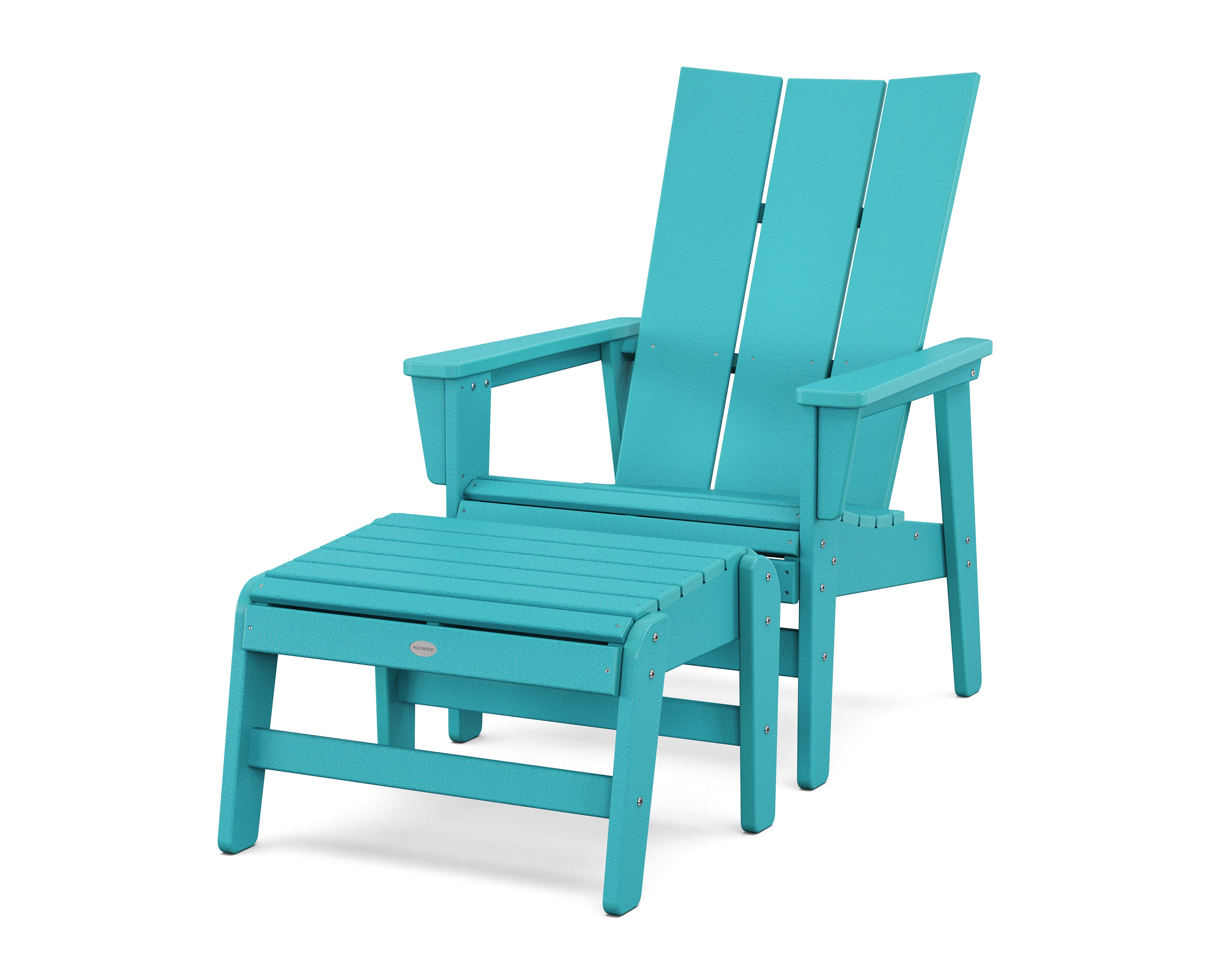 Modern Grand Upright Adirondack Chair with Ottoman in Aruba
