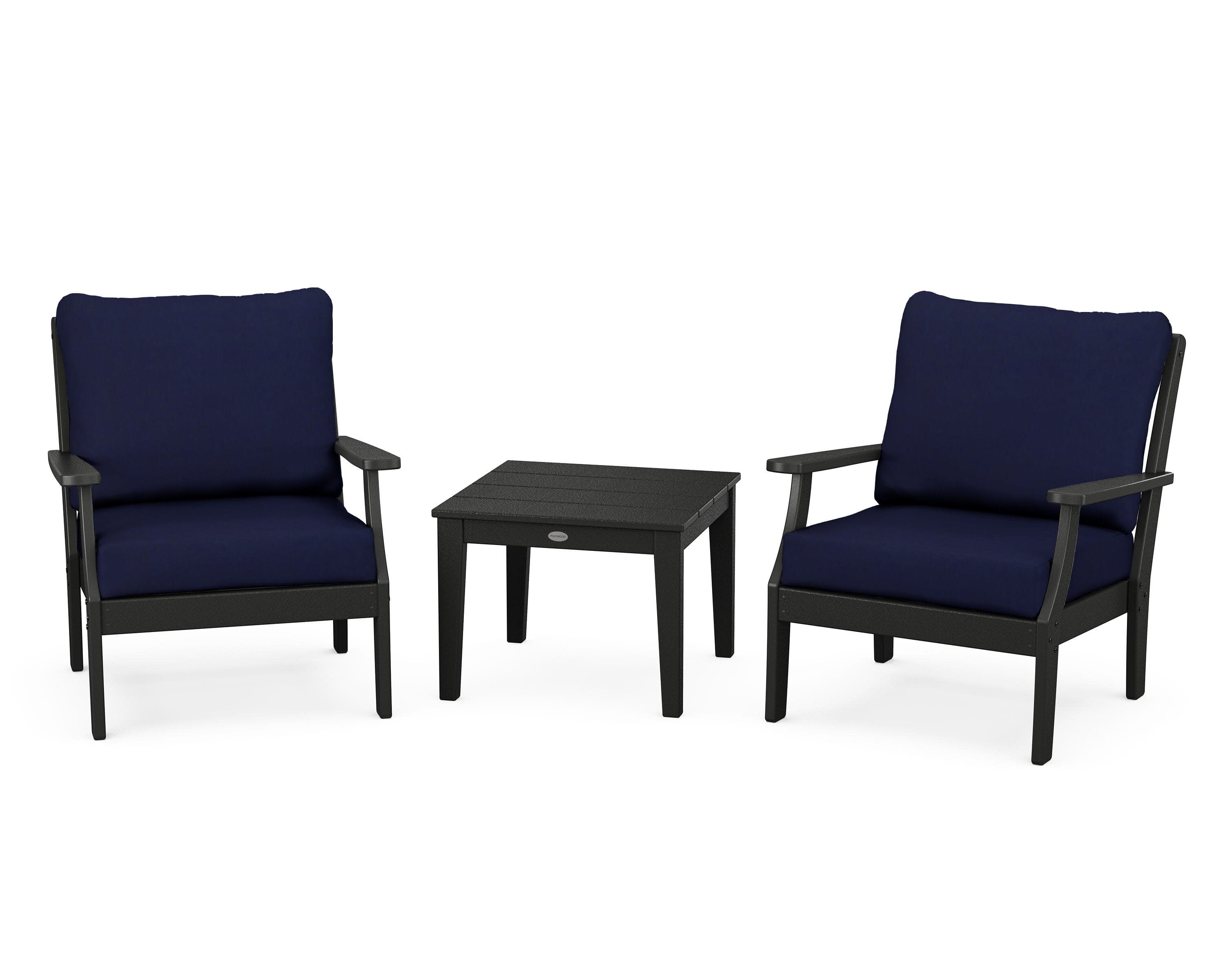 Braxton 3-Piece Deep Seating Set in Black / Navy