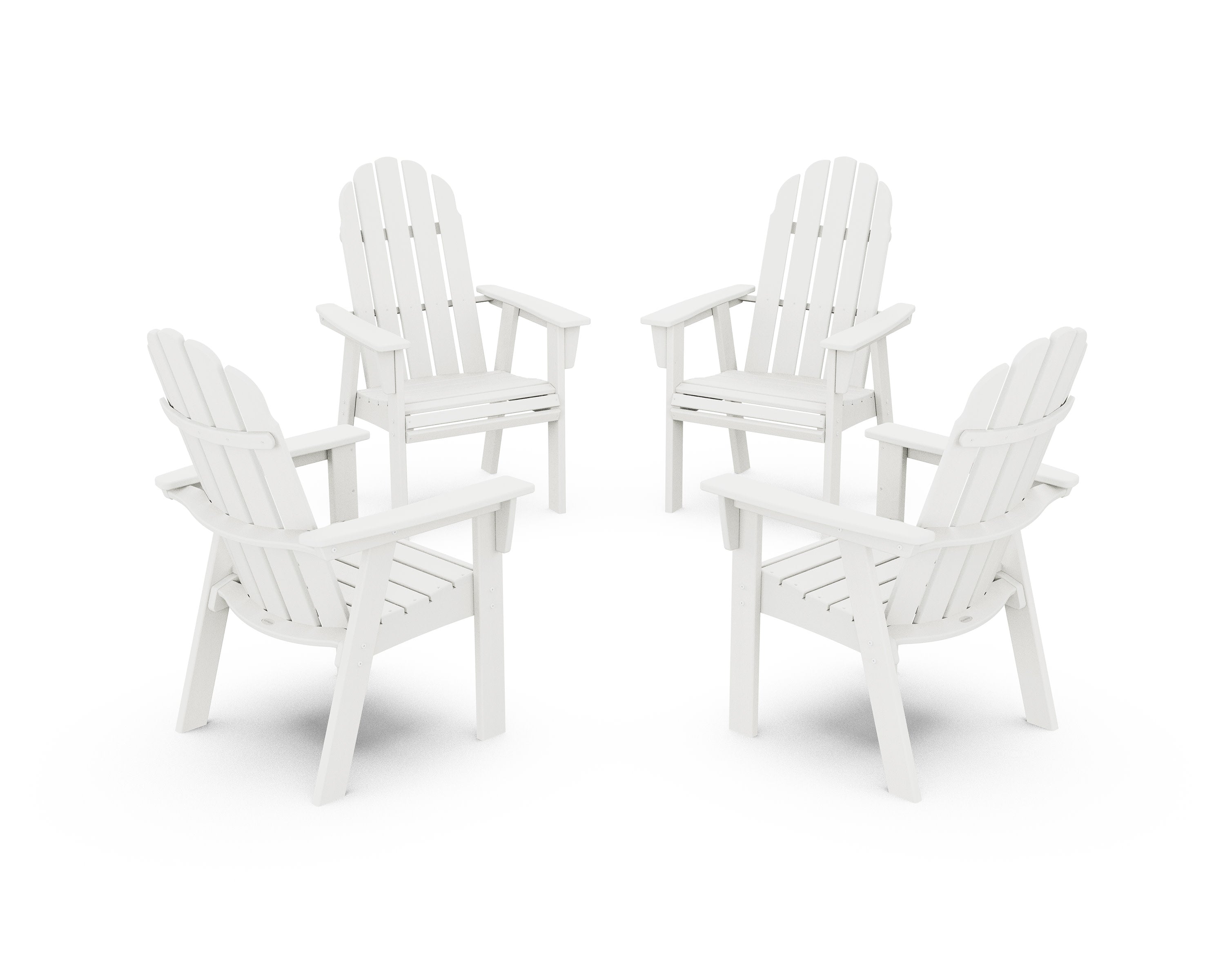 Vineyard 4-Piece Curveback Upright Adirondack Conversation Set in Vintage White