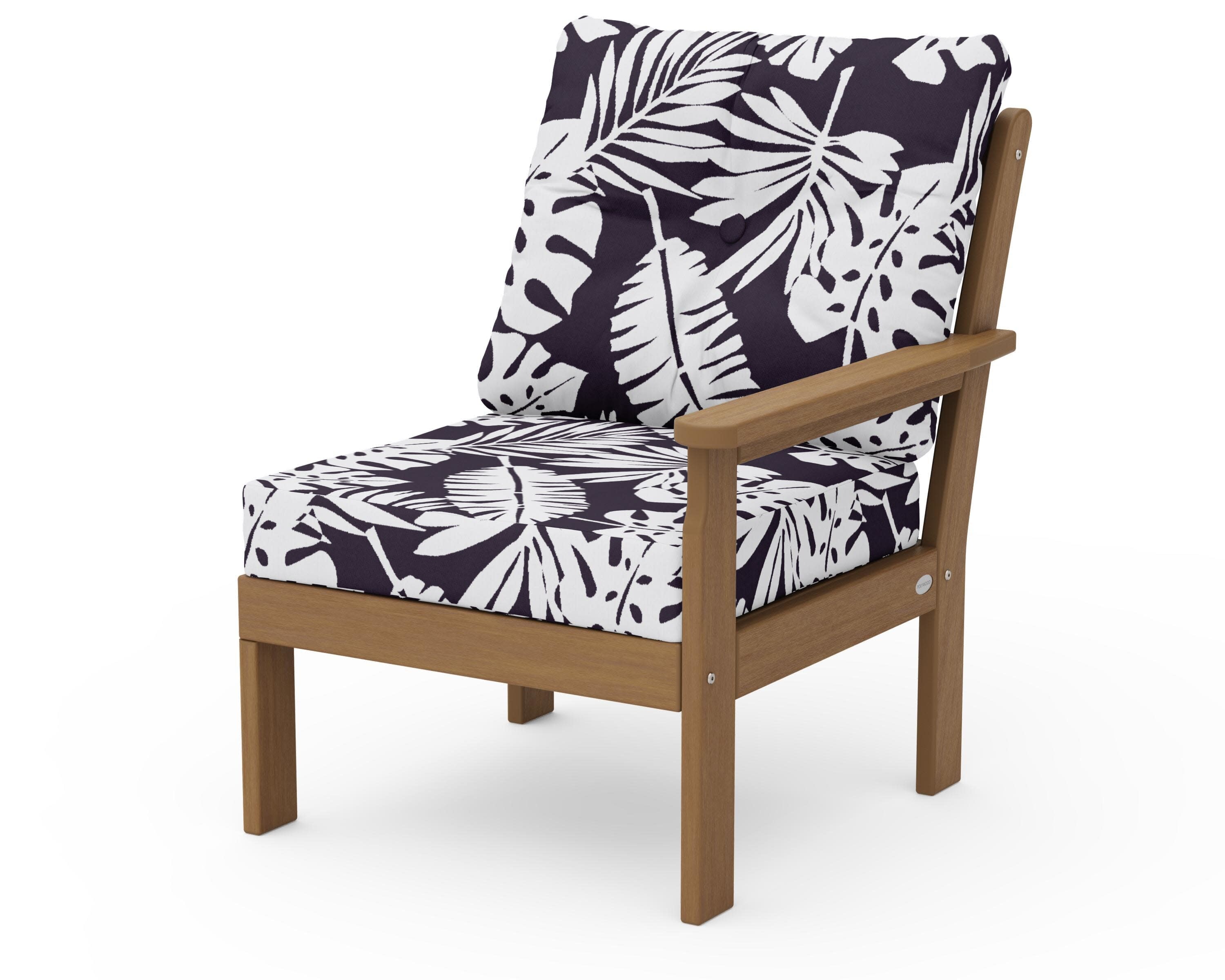 Vineyard Modular Right Arm Chair in Natural / Leaf Navy