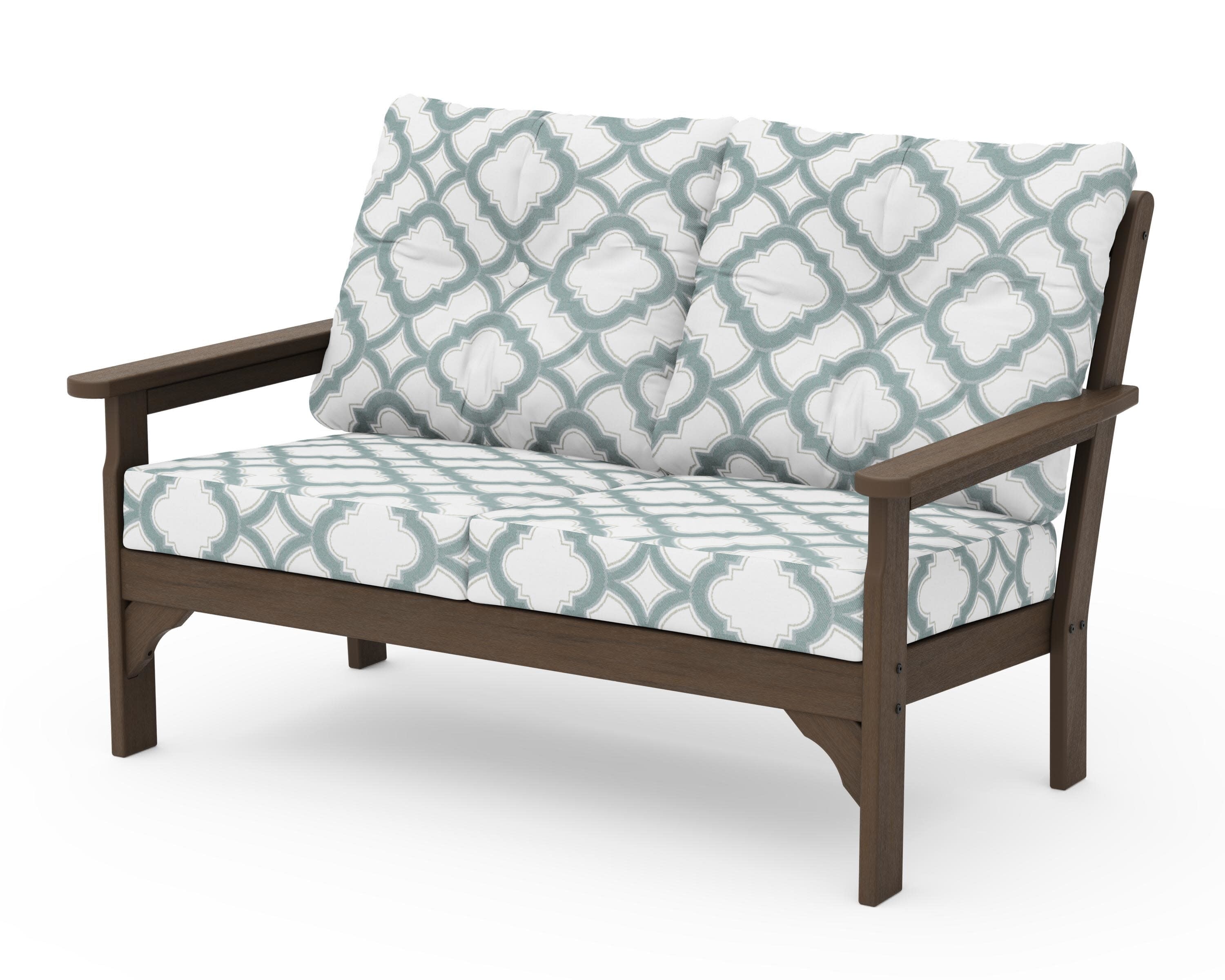 Vineyard Deep Seating Loveseat in Kona / Trellis Glacier Spa