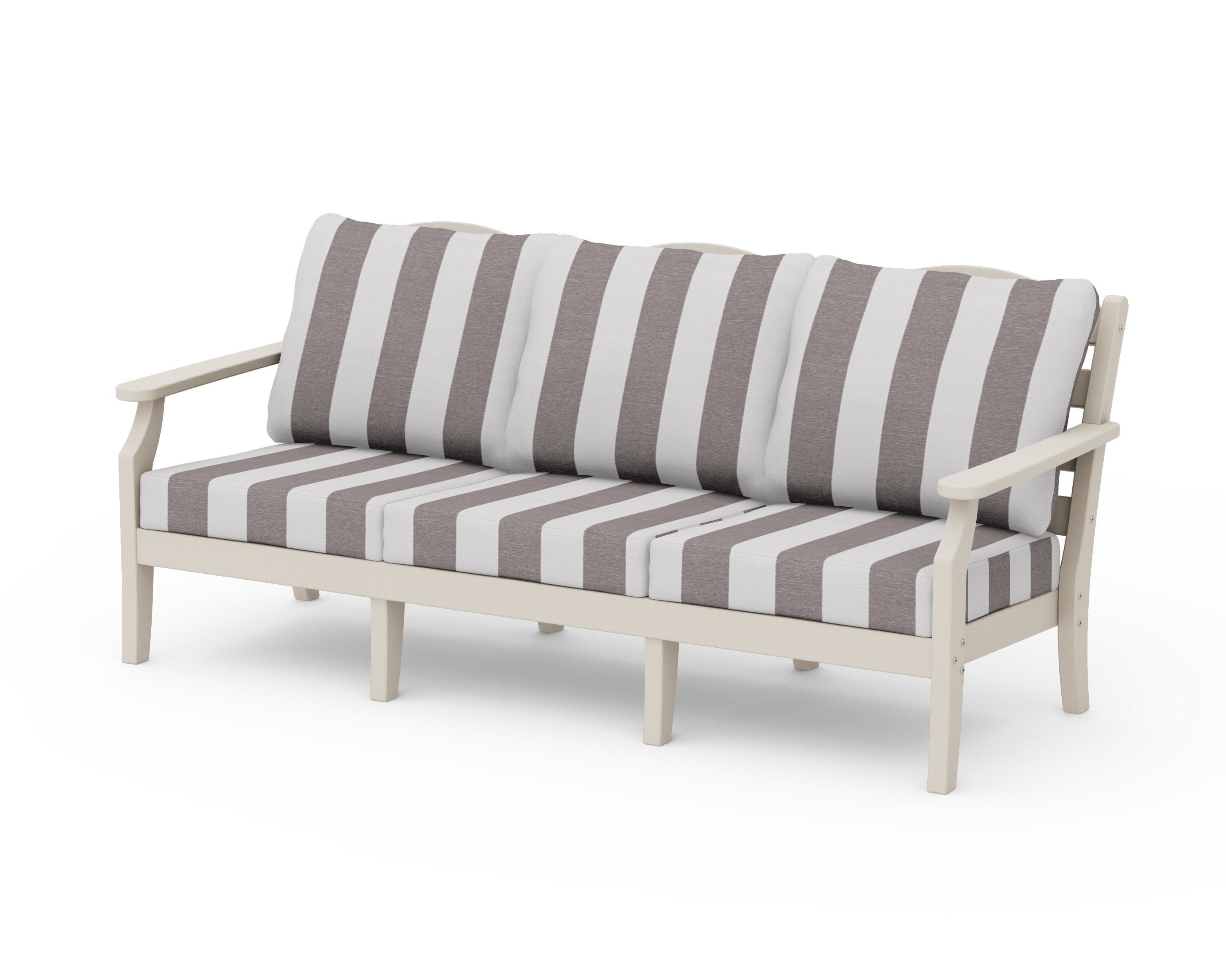 Savannah Deep Seating Sofa in Sand / Cabana Stripe Grey Mist