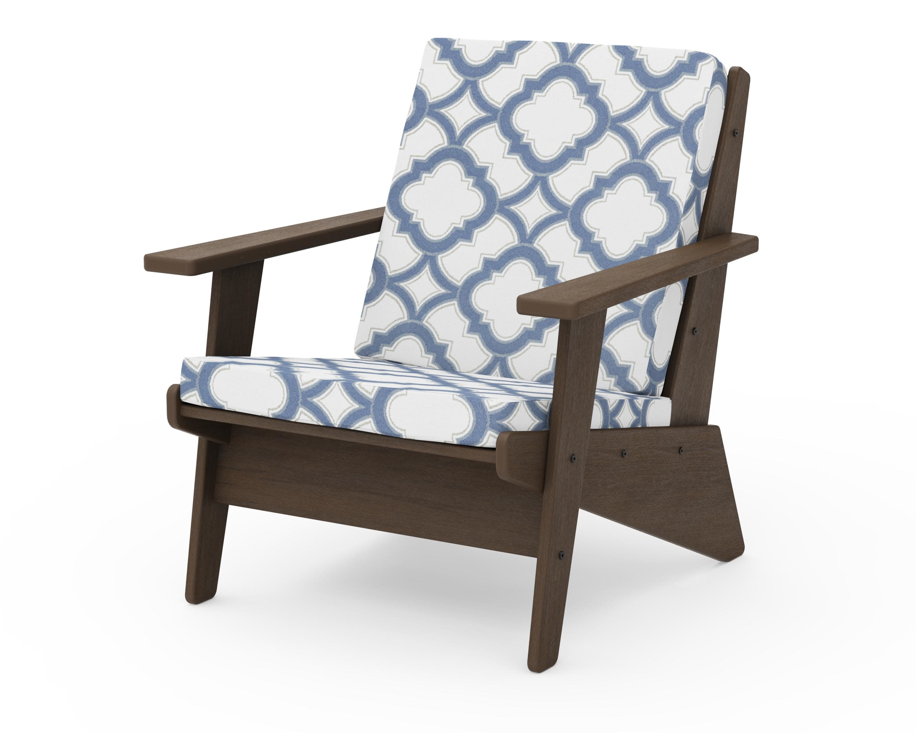 Riviera Modern Lounge Chair in Kona / Trellis Sky Blue
